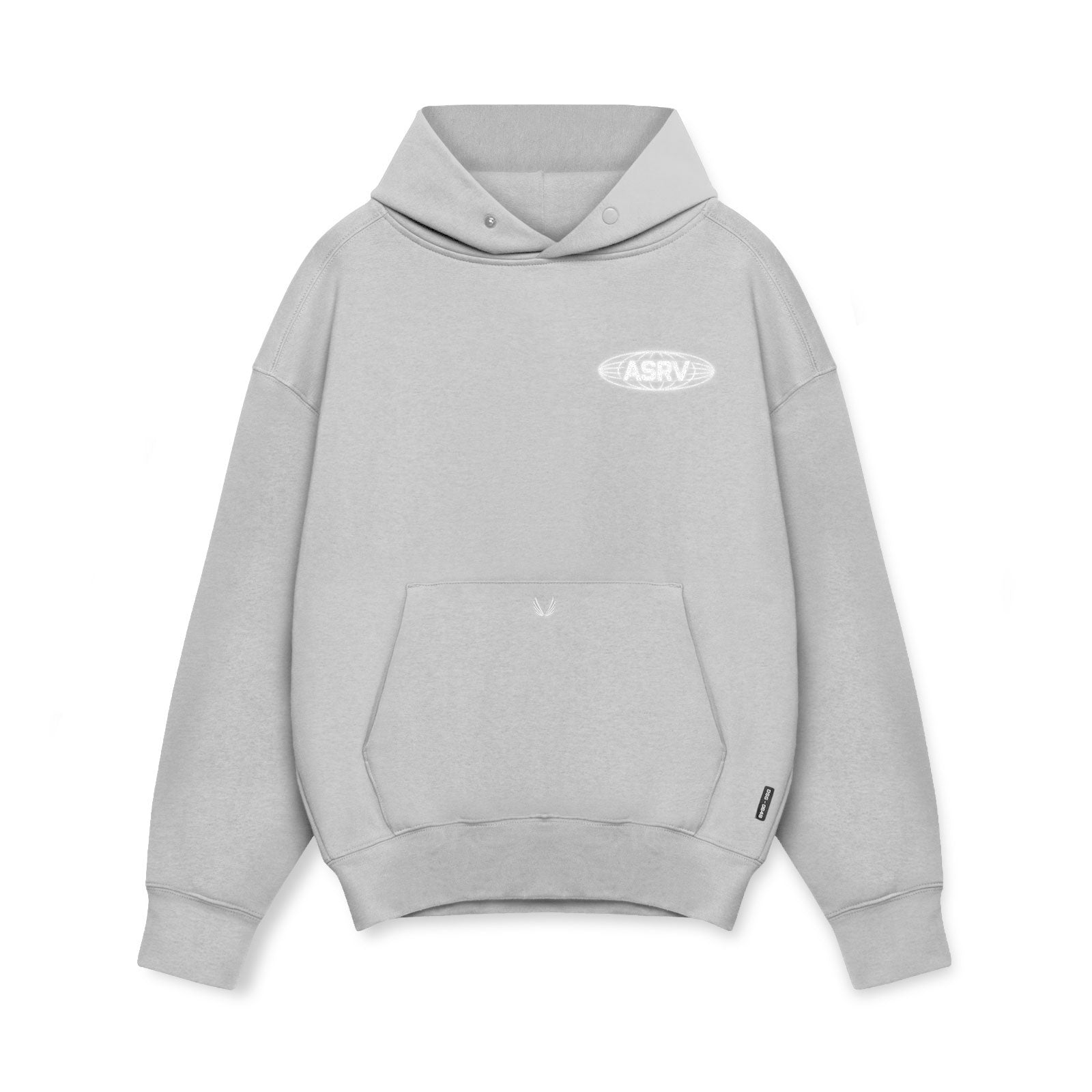 flatlay ASRV Tech-Terry Hoodie in heather grey, front view