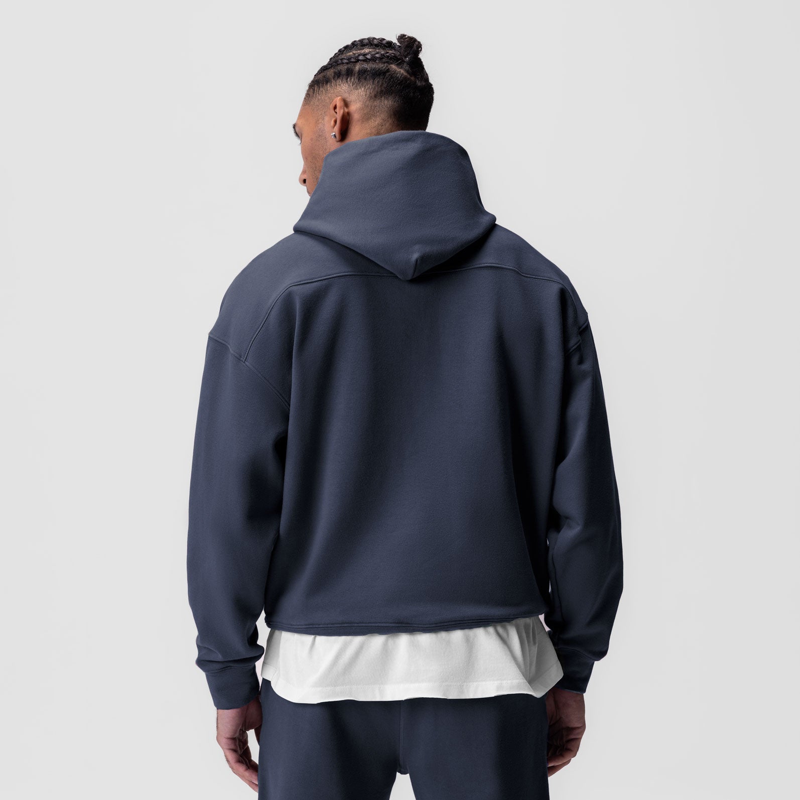 Tech-Terry™ Hoodie in Navy, back view worn by model