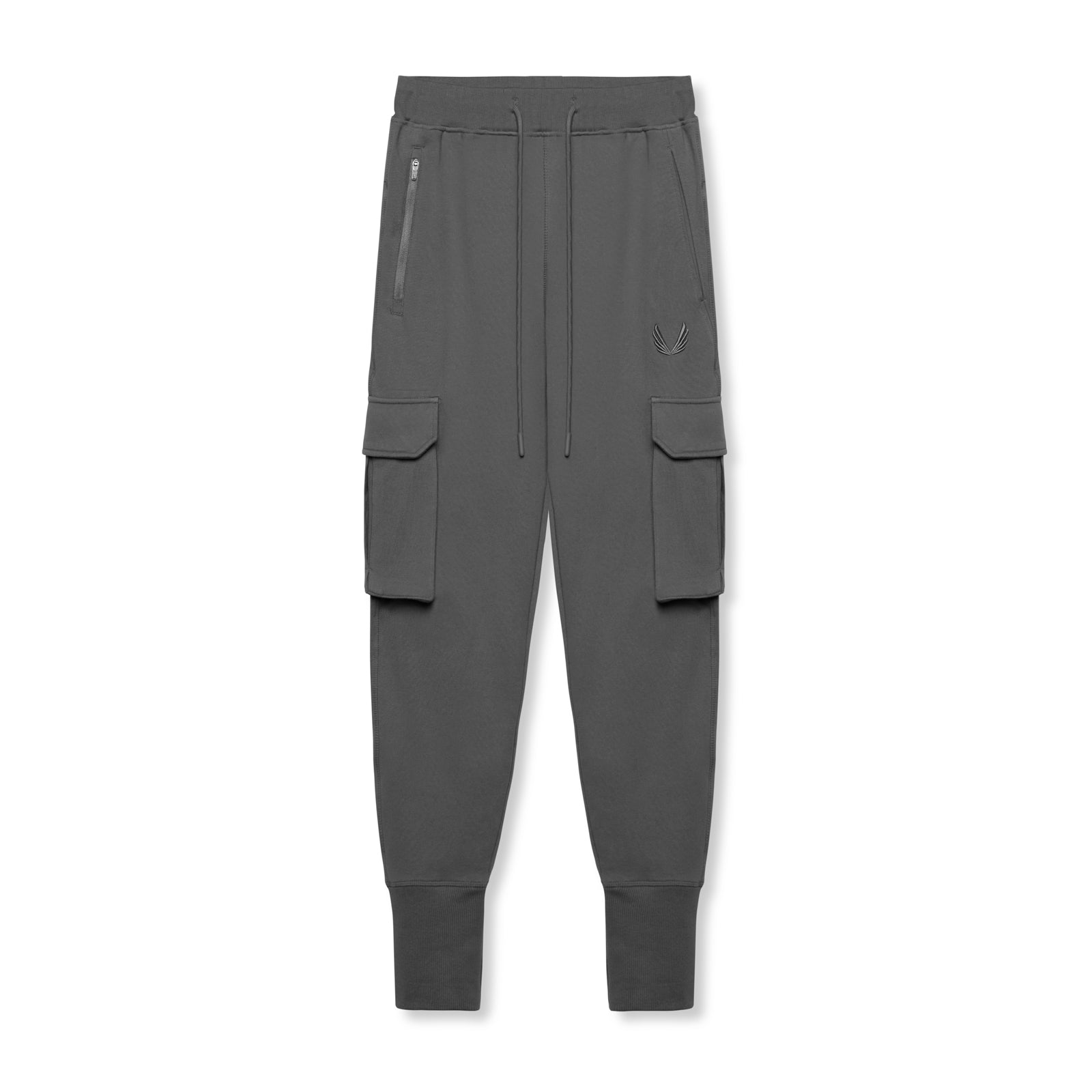 flatlay Tech-Terry™ Cargo High Rib Jogger in Space Grey, front view