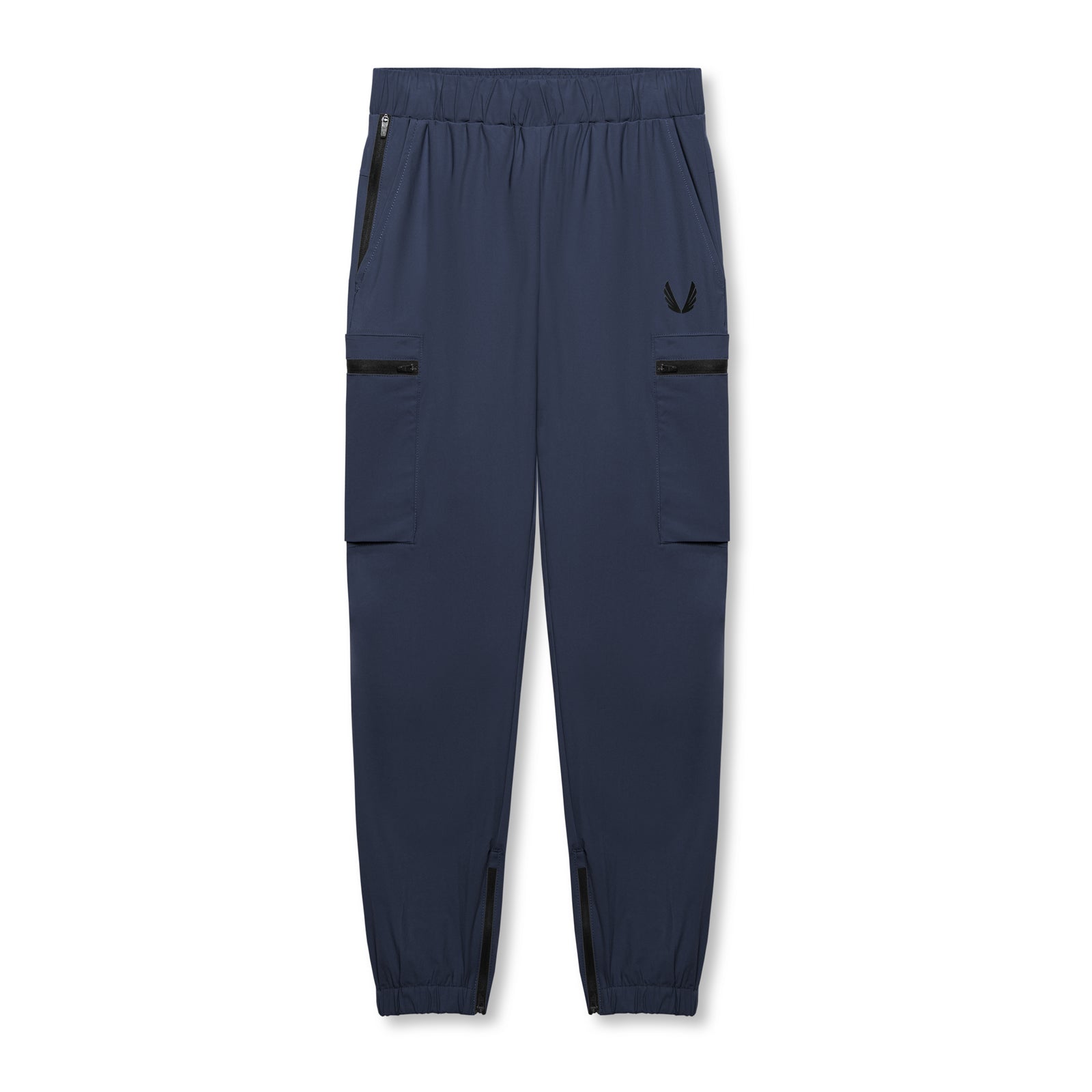 flatlay Tetra-Lite Standard Zip Jogger in navy, front view