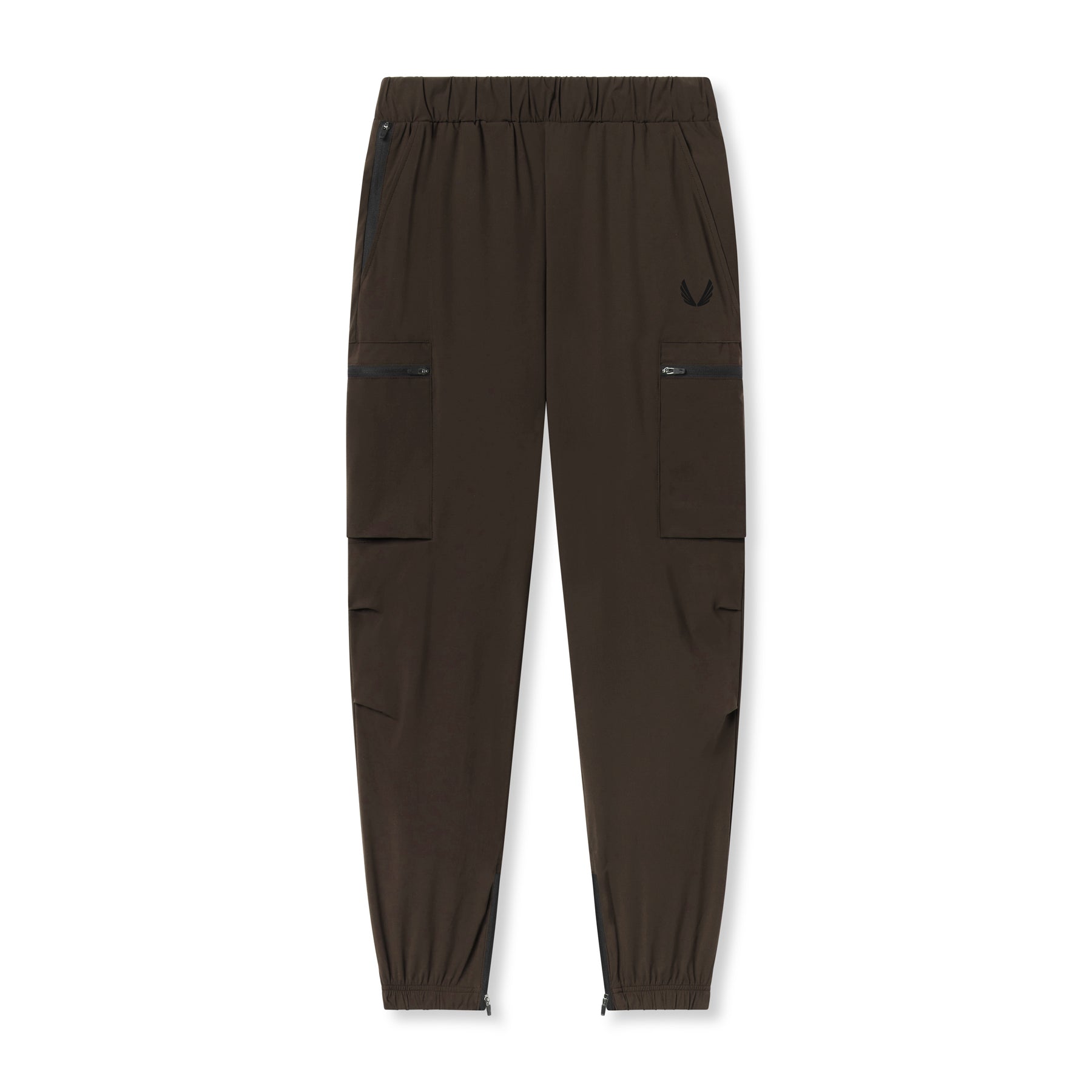 flatlay Tetra-Lite Standard Zip Jogger in dark earth, front view
