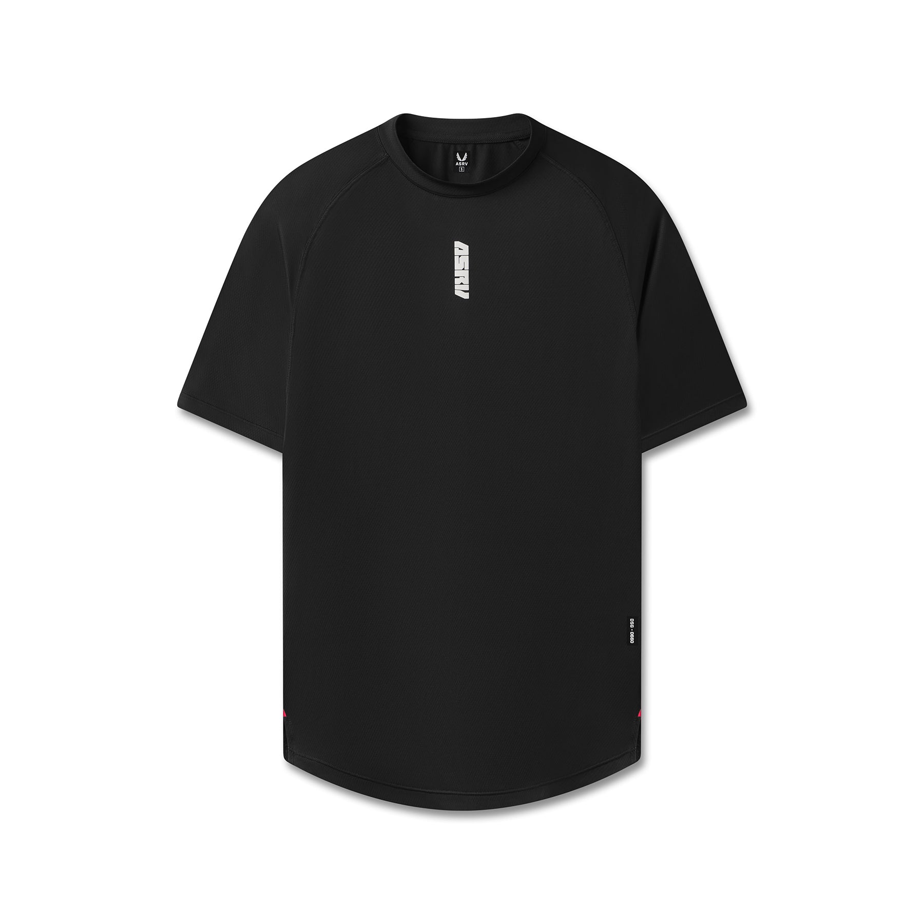flatlay AeroSilver established tee in black blade, front view