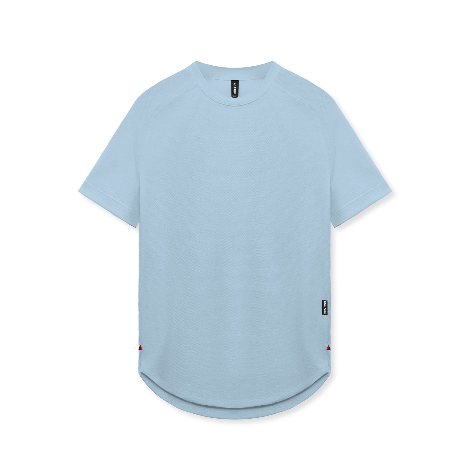 flatlay AeroSilver Established Tee in light sky blue, front view