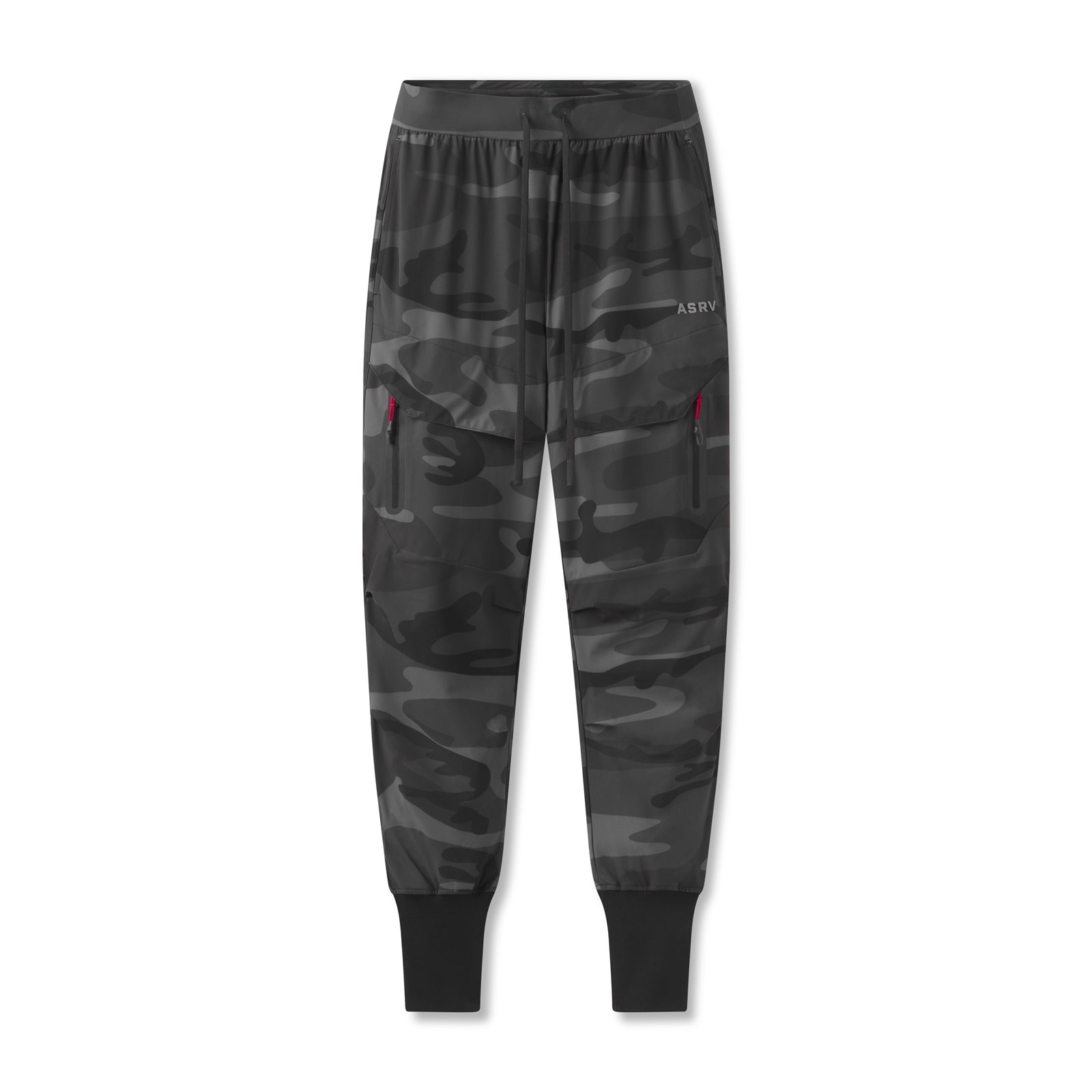 Flatlay of Tetra-Lite® Tech High Rib Jogger in black camo, front view