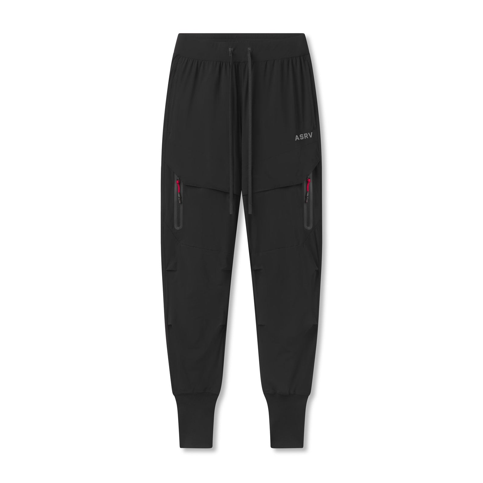 flatlay Tetra-Lite Tech High Rib Jogger in black, front view