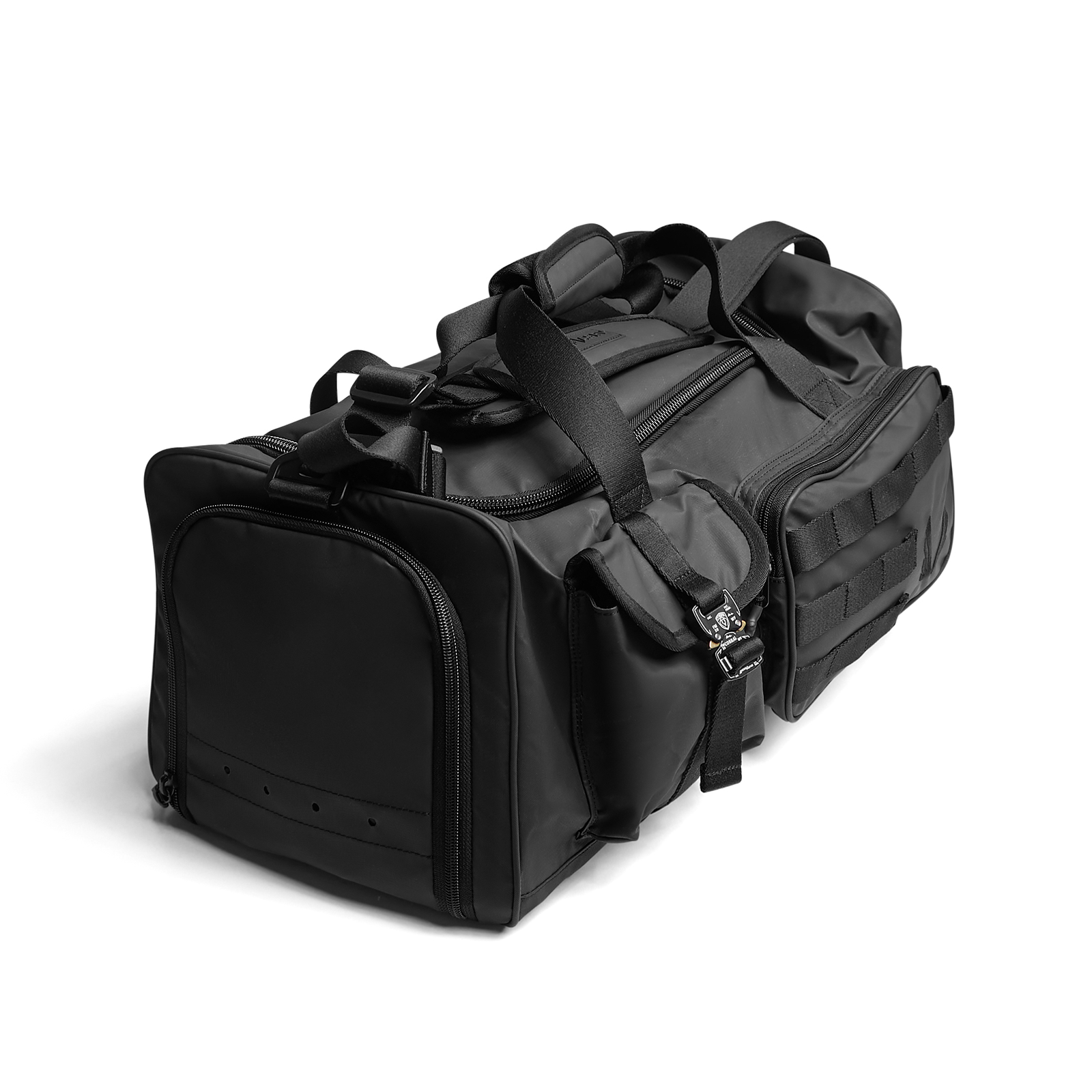Flatlay 0710 Utility Gym Duffle Bag in black, front view