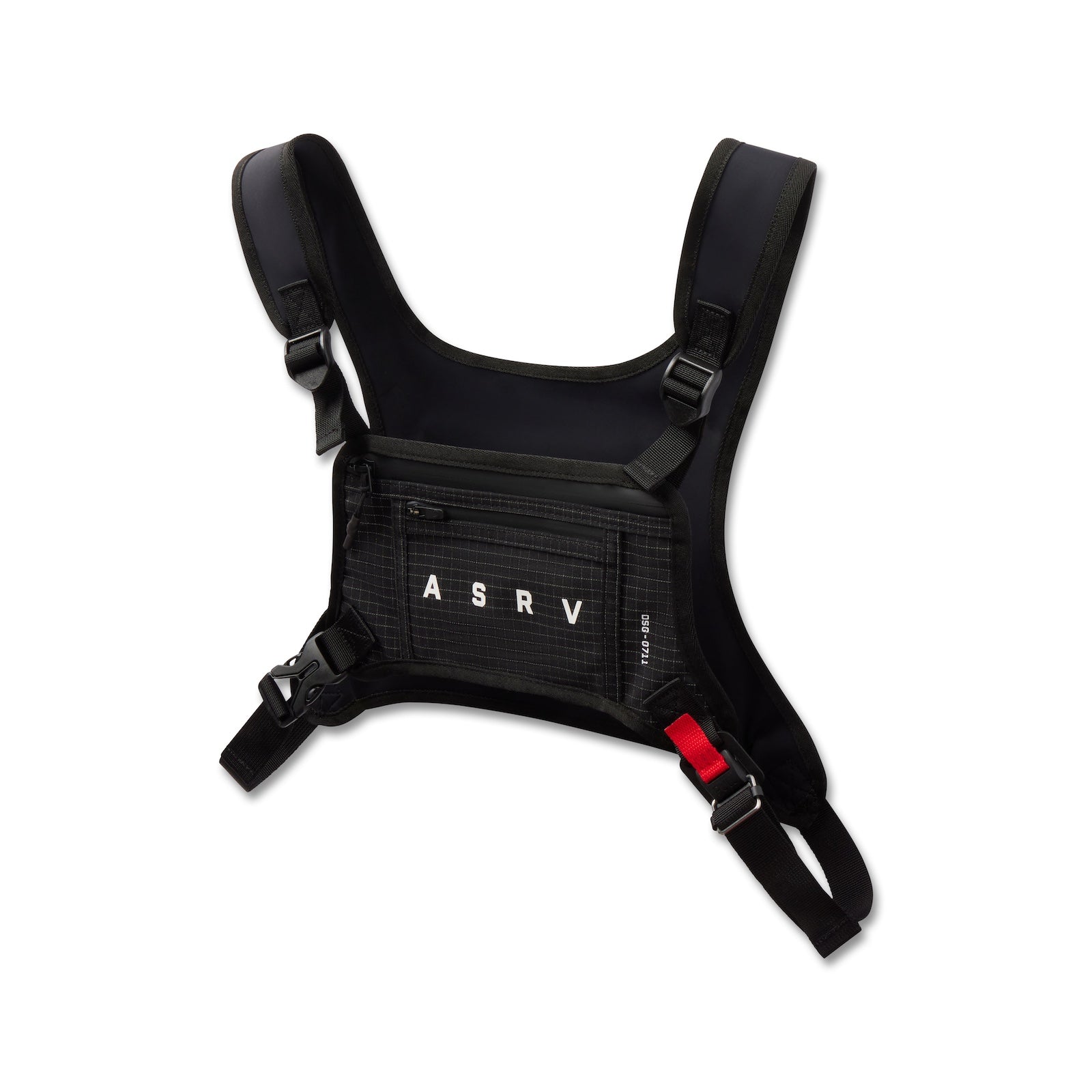Flatlay ASRV 0711 Cordura Lightweight Chest Pack in black grid, front view