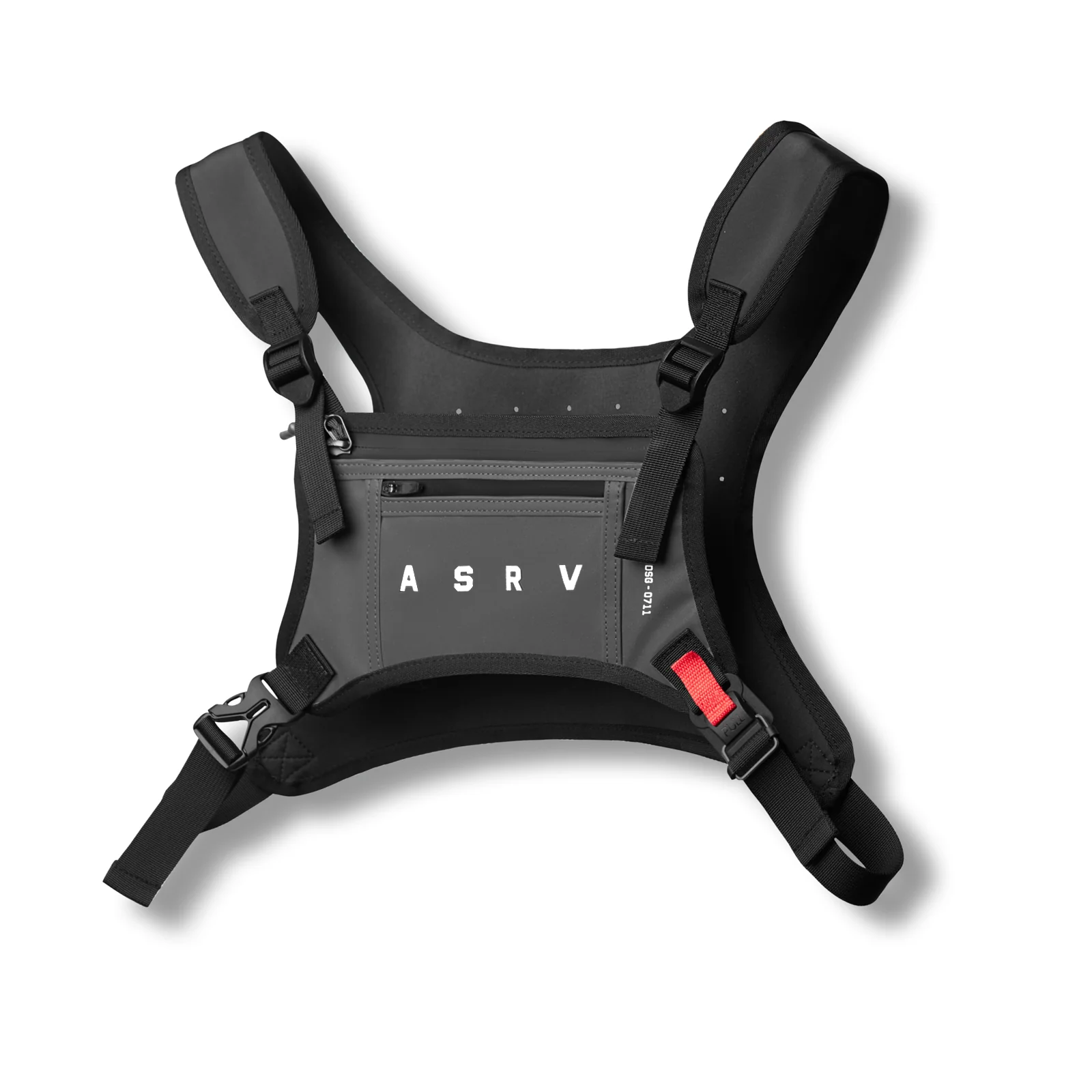 Flatlay ASRV 0711 Cordura Lightweight Chest Pack in black, front view