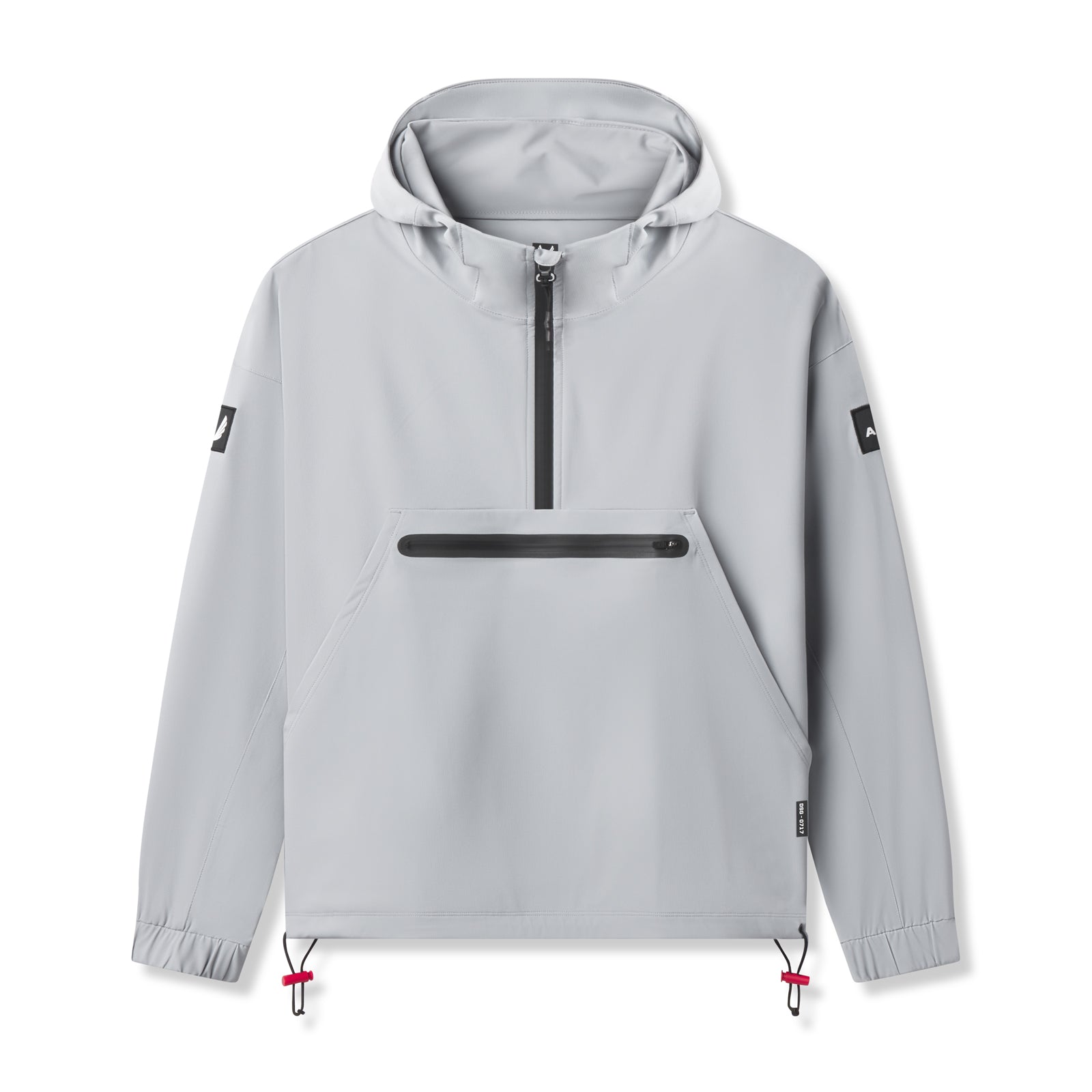 Flatlay of Weather-Ready Anorak Jacket in slate grey with black zipper and pocket details