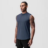 AeroSilver® Cutoff Tank in Navy, worn by male model, front view