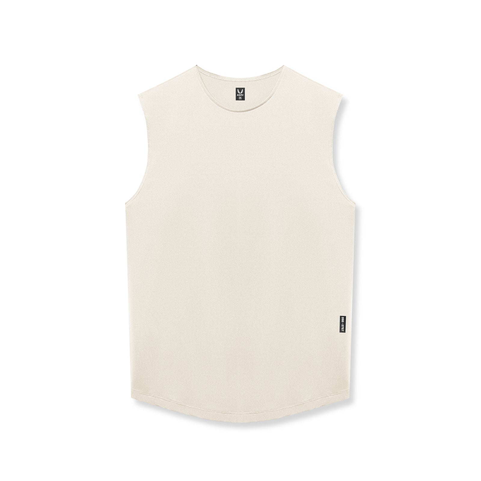 flatlay AeroSilver Cutoff Tank in ivory cream, front view