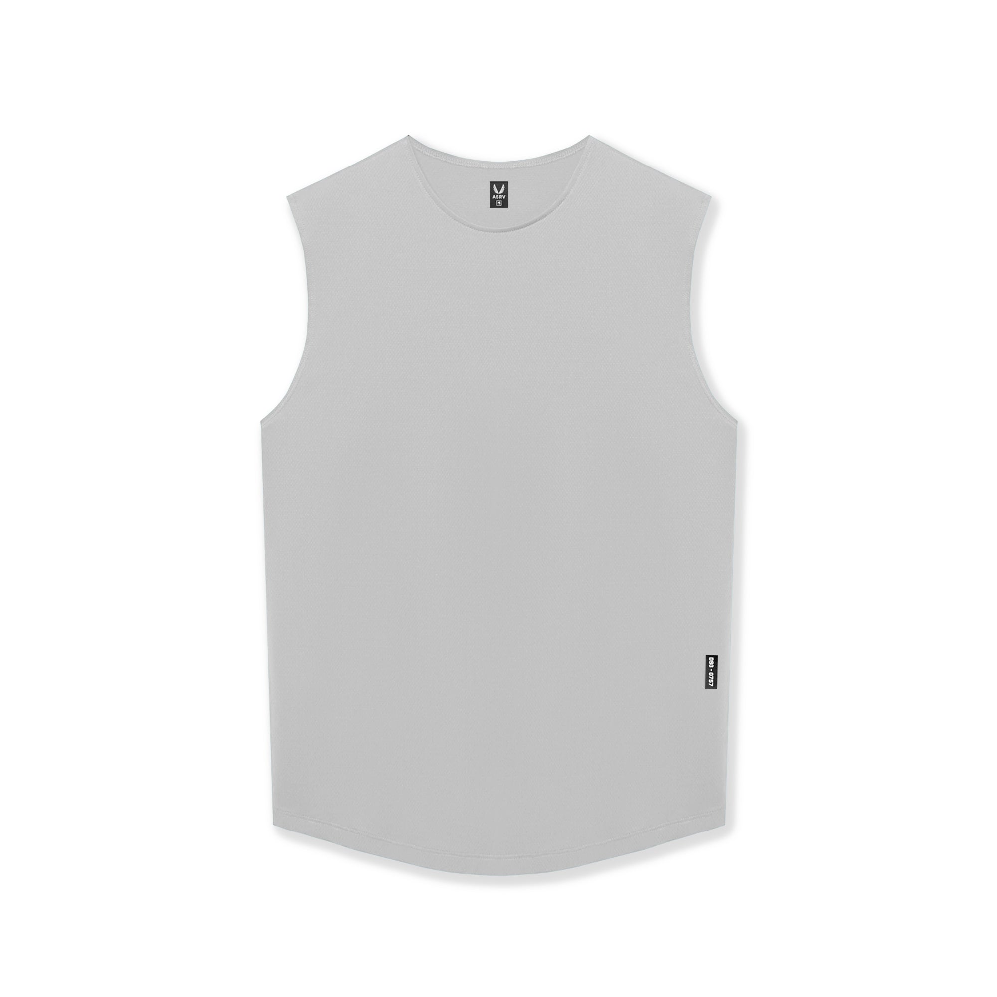 flatlay AeroSilver Cutoff Tank in slate grey, front view