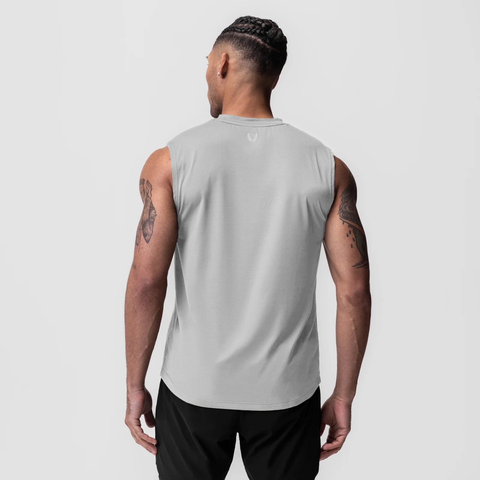 AeroSilver® Cutoff Tank in slate grey, back view on model