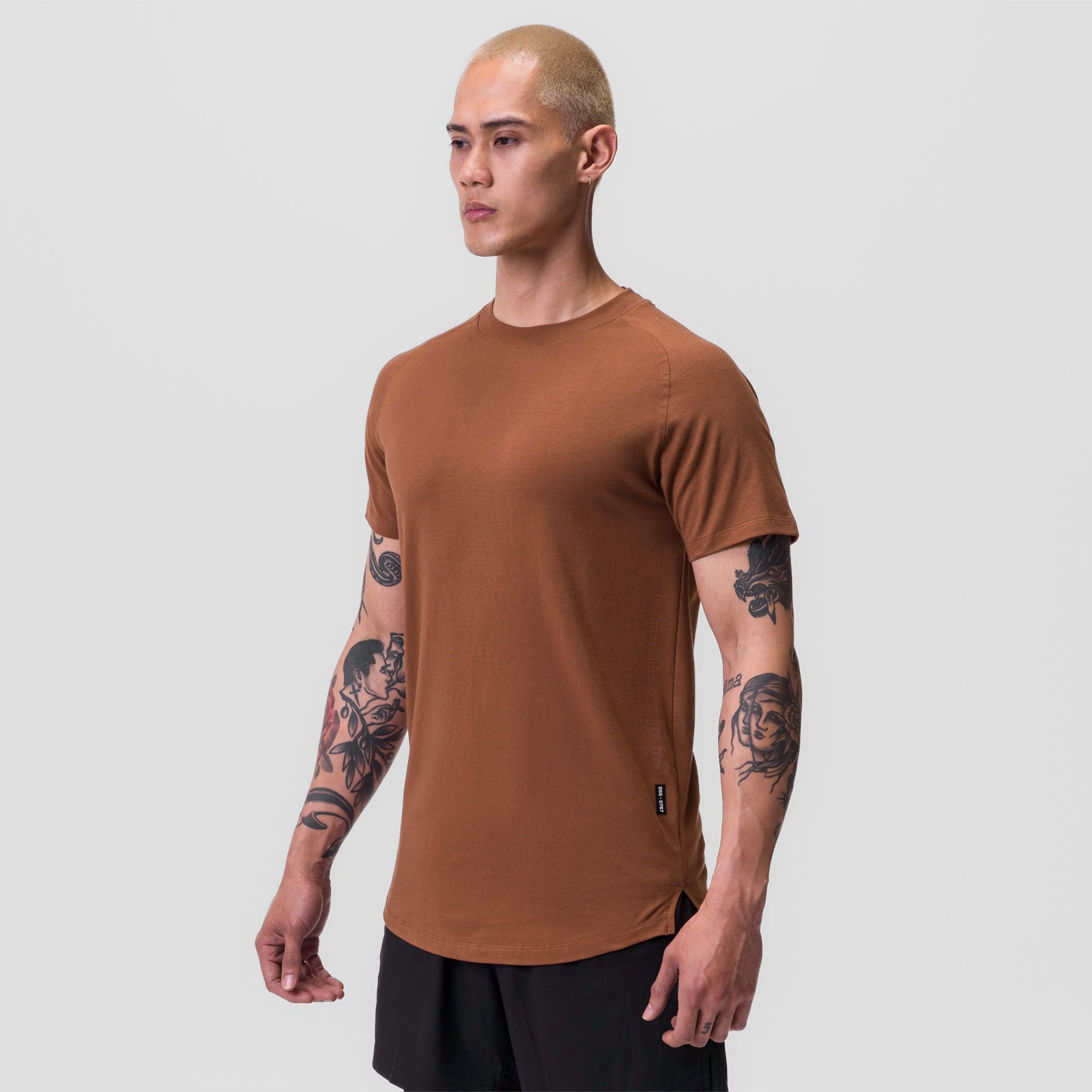 Supima® Established Tee in rust, worn by model with arms at sides, front view