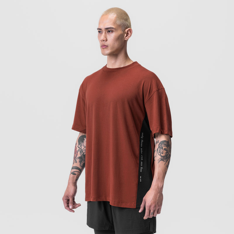 0779. Supima® Mesh Panel Oversized Tee - Brick