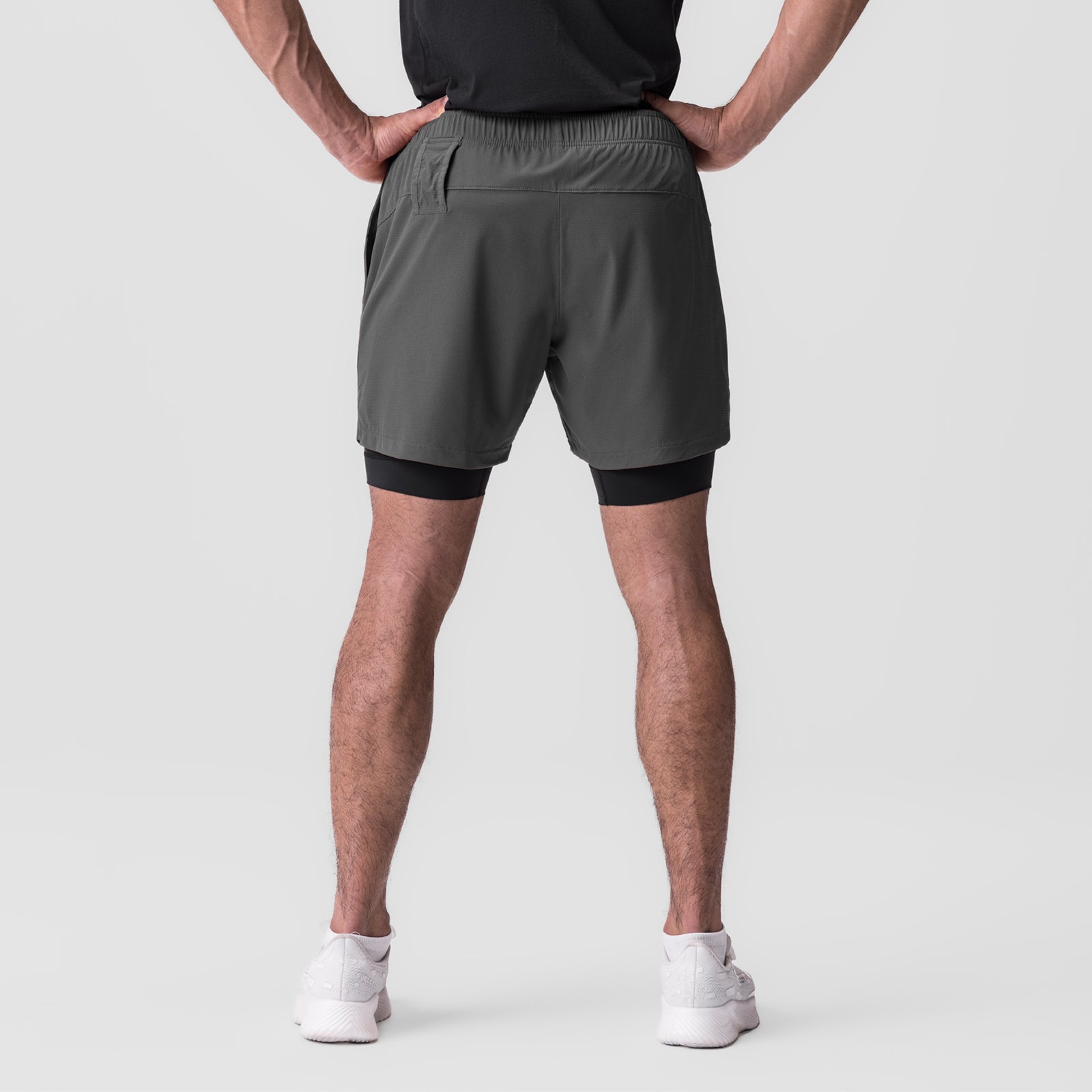 Ultralite 6" Liner Short in Raven/Black, back view on model