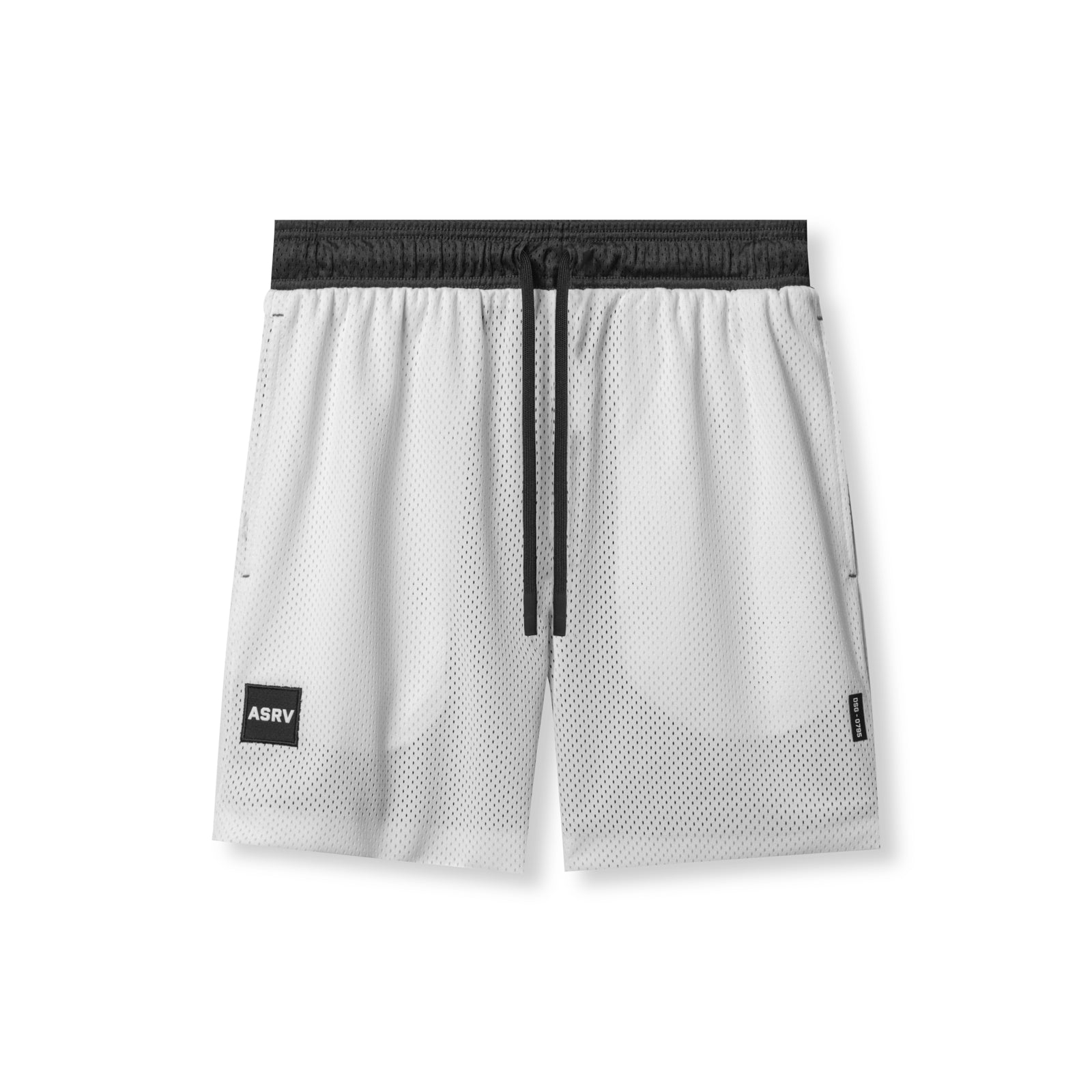 flatlay SilverPlus Mesh Reversible Short in Raven and White, front view