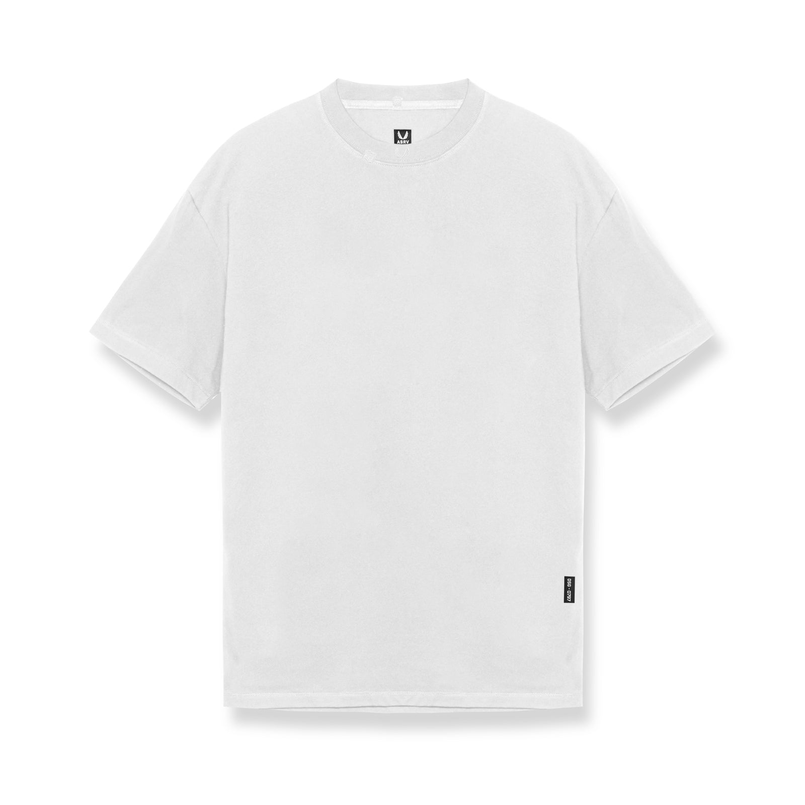 flatlay Tech Essential Relaxed Tee in white, front view