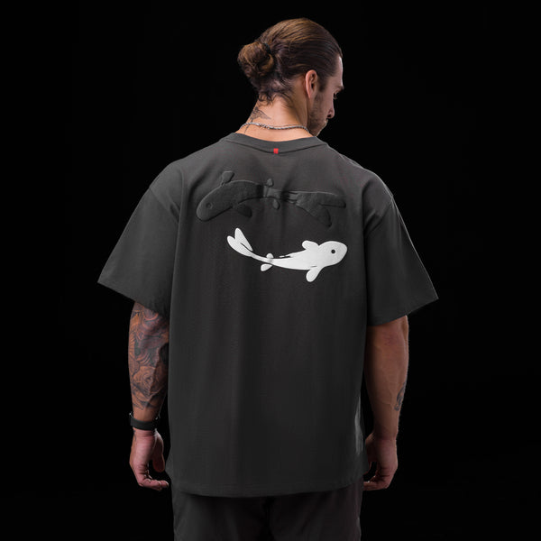 0797. Tech Essential™ Relaxed Tee  - Space Grey "Koi"