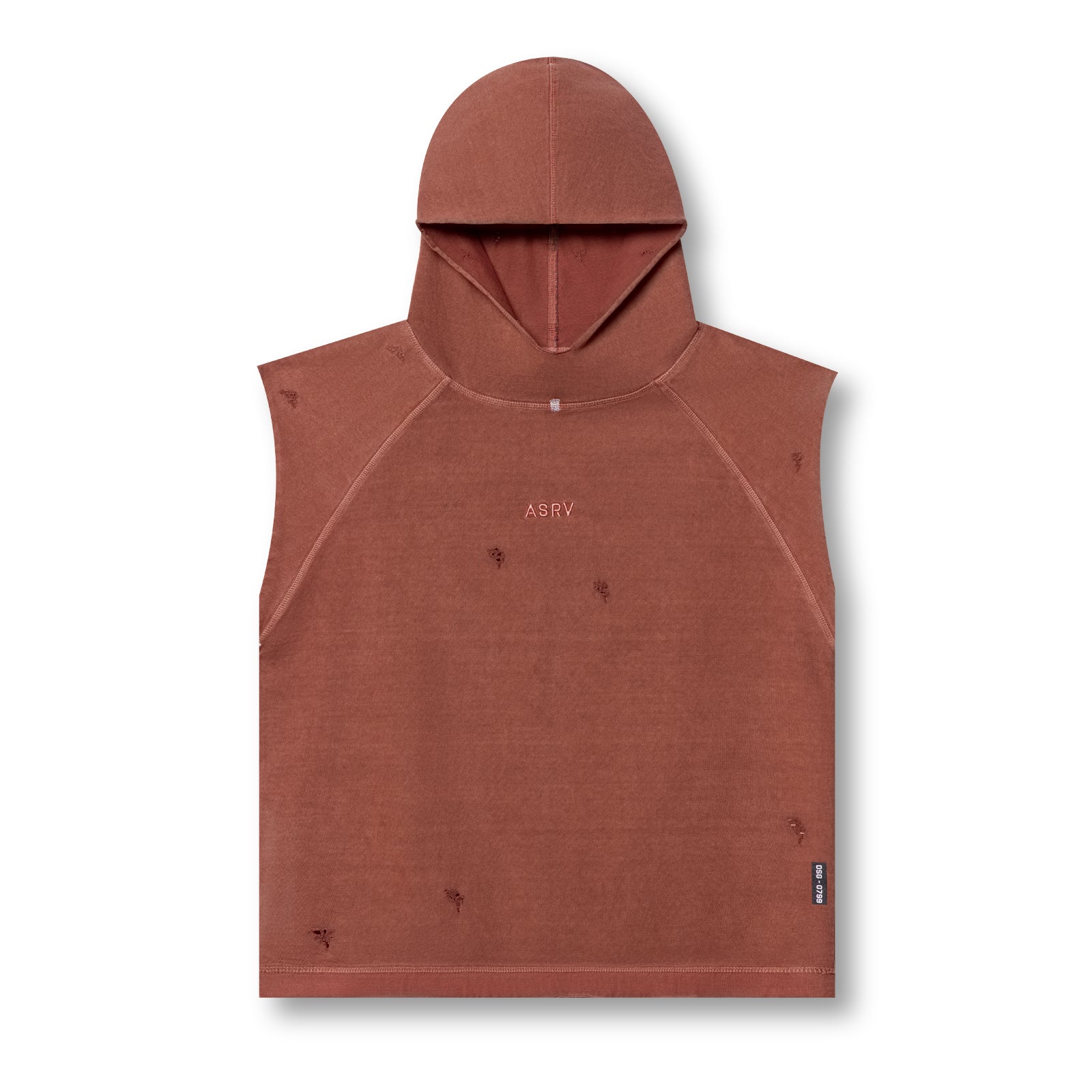 flatlay Tech Essential™ Cutoff Hoodie in faded brick, front view