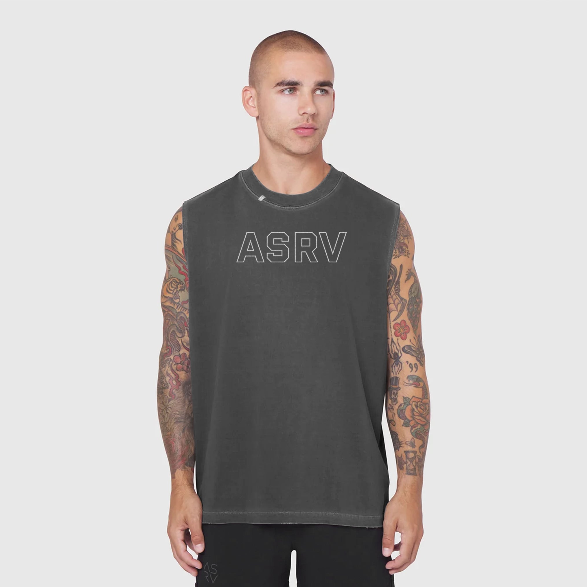 0807. Tech Essential™ Relaxed Cutoff - Faded Grey "Outline"