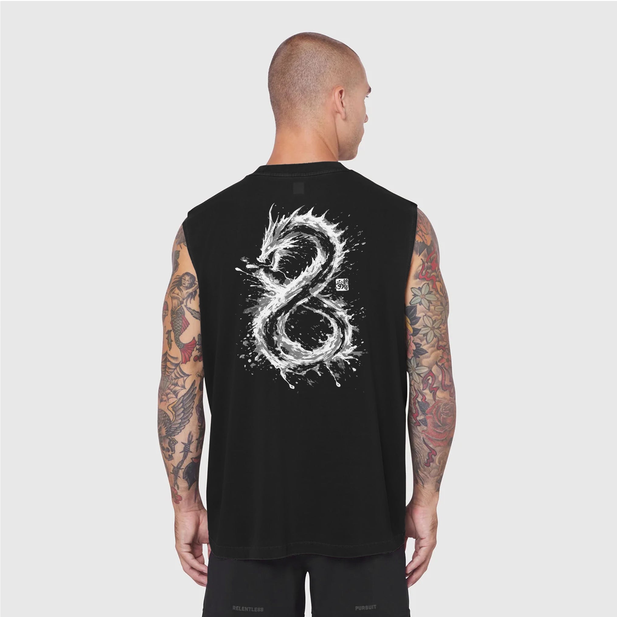 0807. Tech Essential™ Relaxed Cutoff - Black "Dragon"