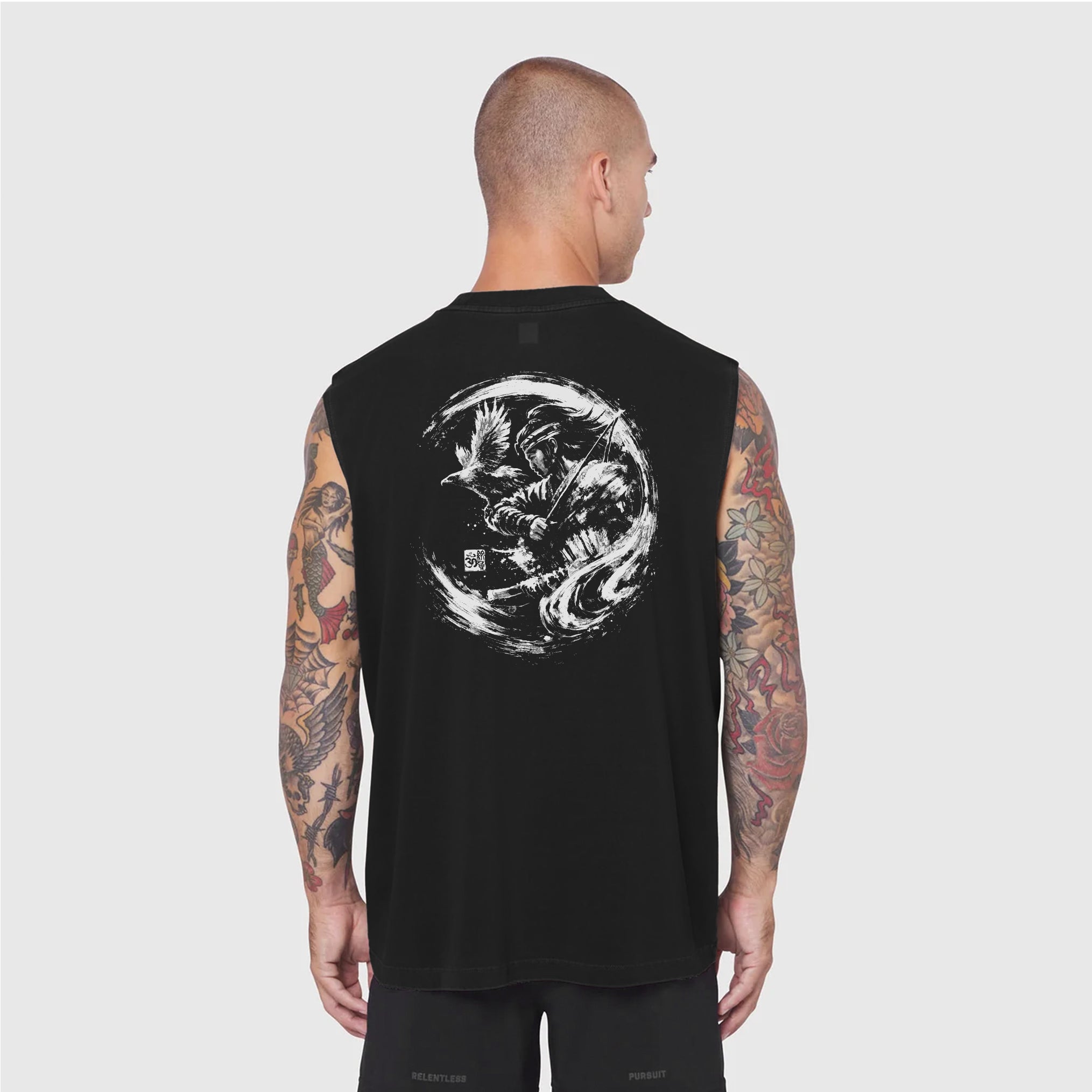 0807. Tech Essential™ Relaxed Cutoff - Black "Warrior"