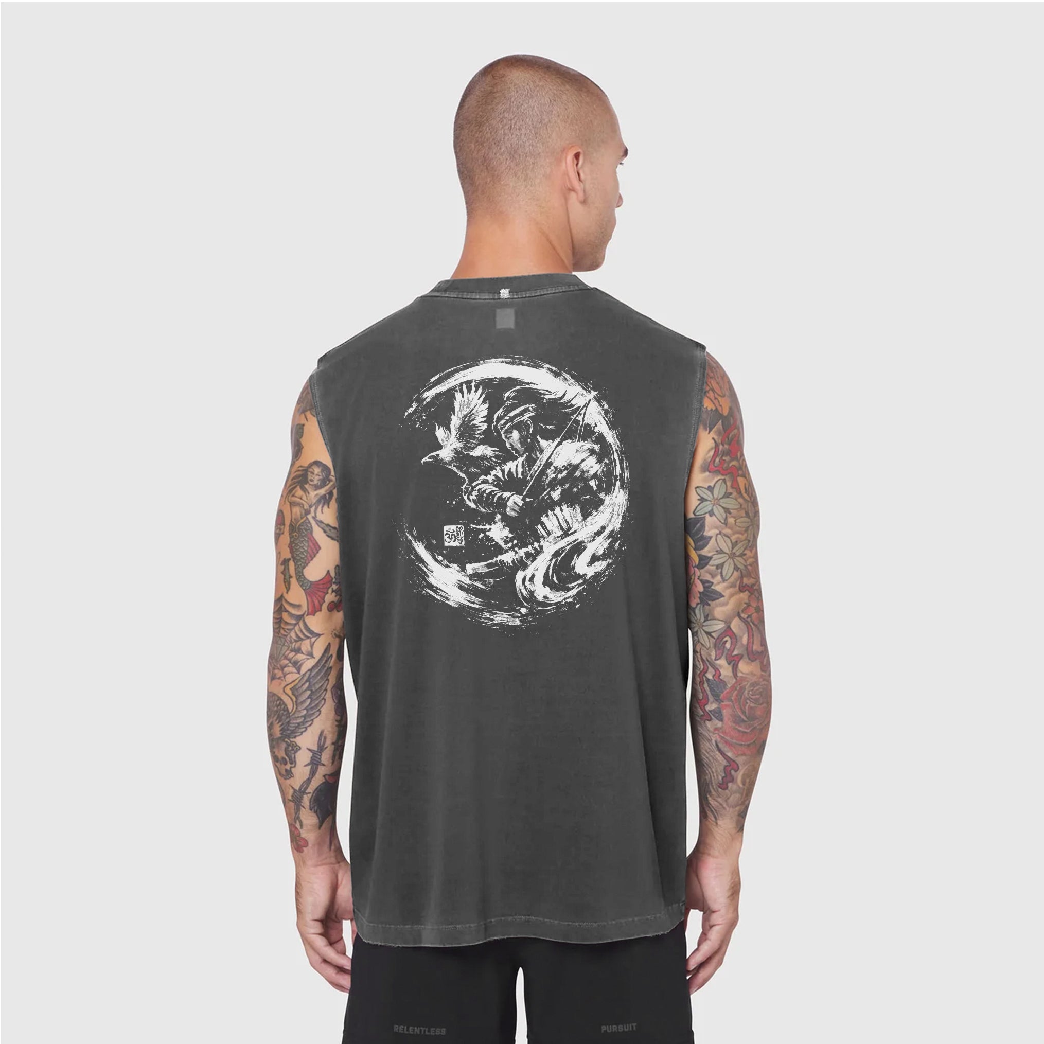 0807. Tech Essential™ Relaxed Cutoff - Faded Grey "Warrior"