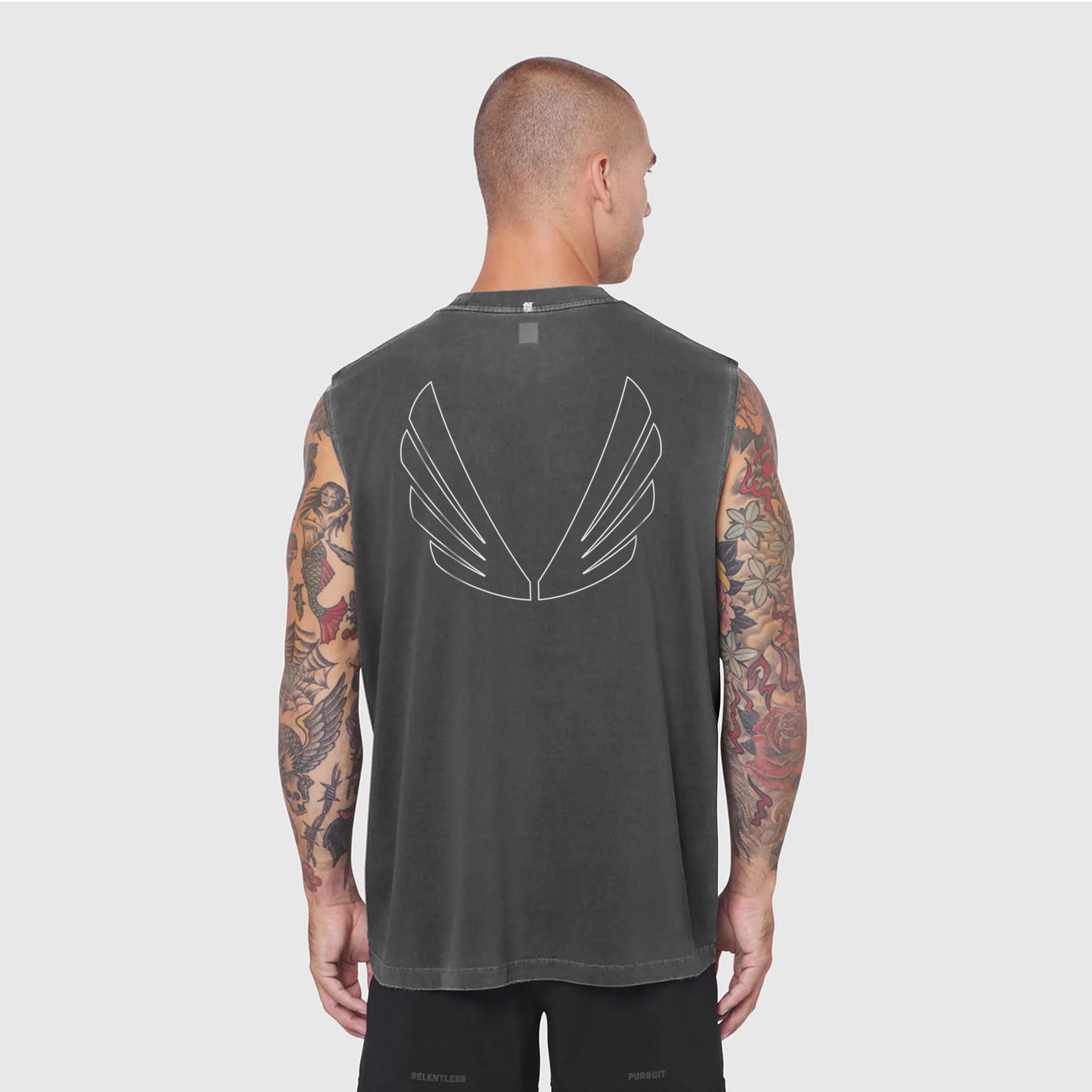 0807. Tech Essential™ Relaxed Cutoff - Faded Grey "Outline"