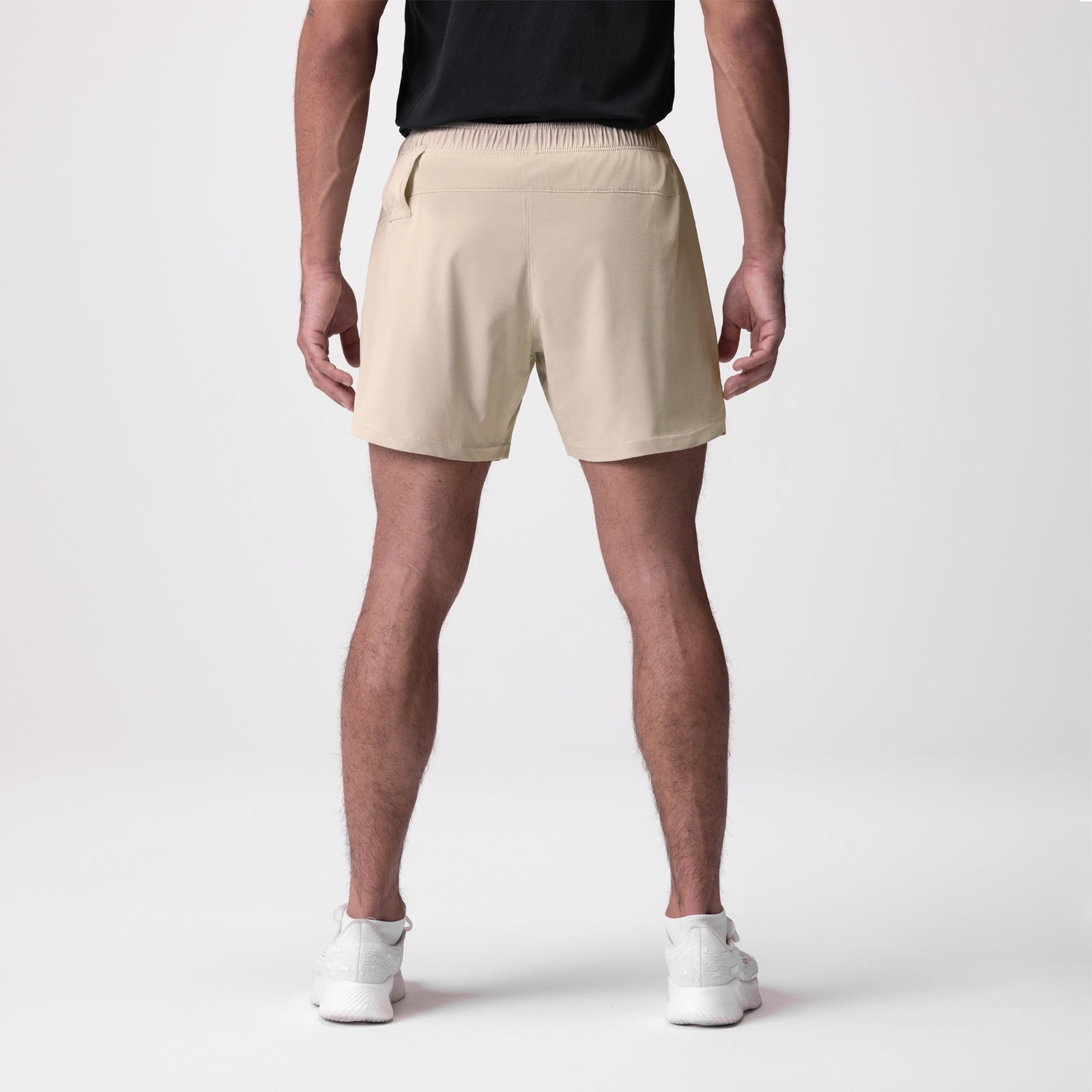 Ultralite 6" Linerless Short in beige, back view on model