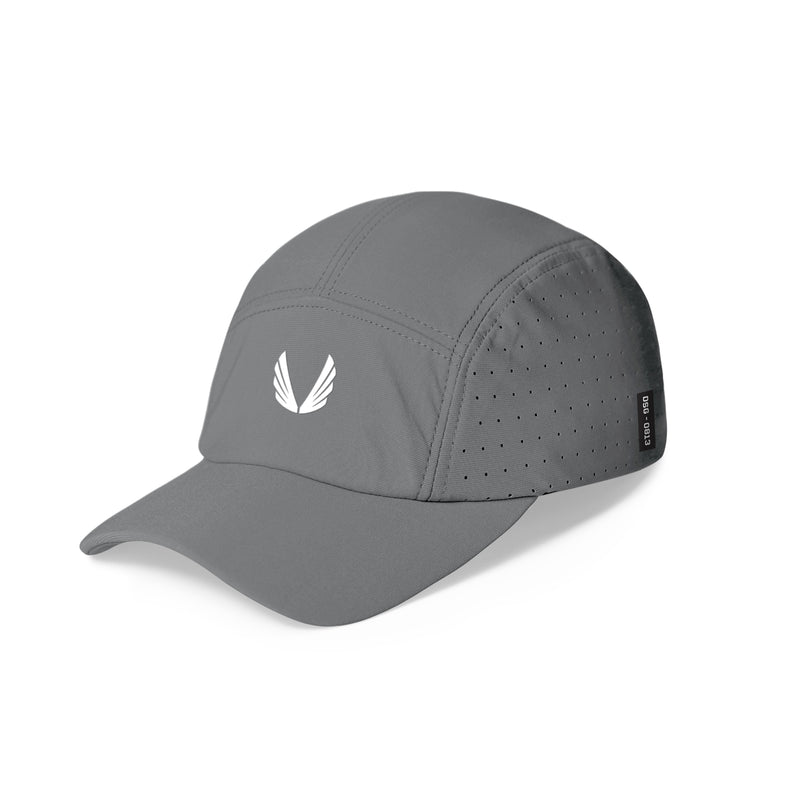 0813. Performance Vented Hat - Grey/White "Wings"