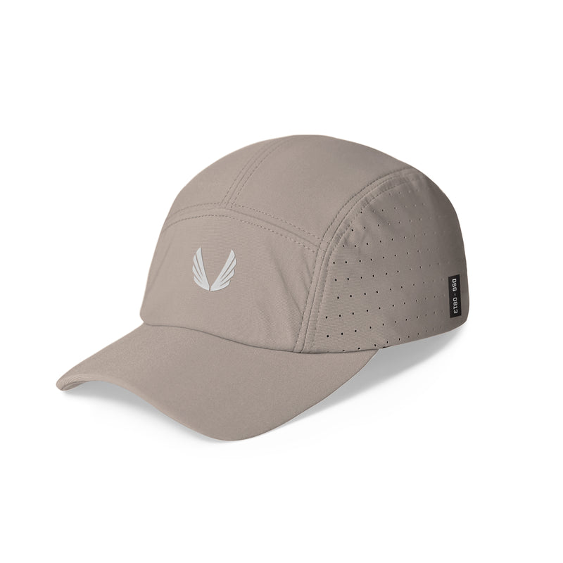 0813. Performance Vented Hat - Light Taupe/Silver "Wings"