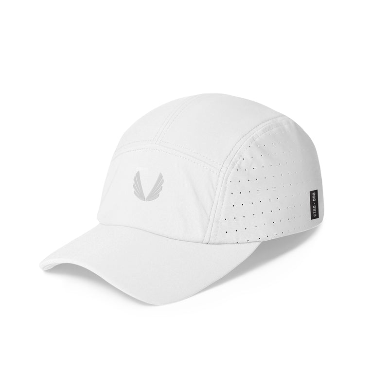 0813. Performance Vented Hat - White/Silver "Wings"