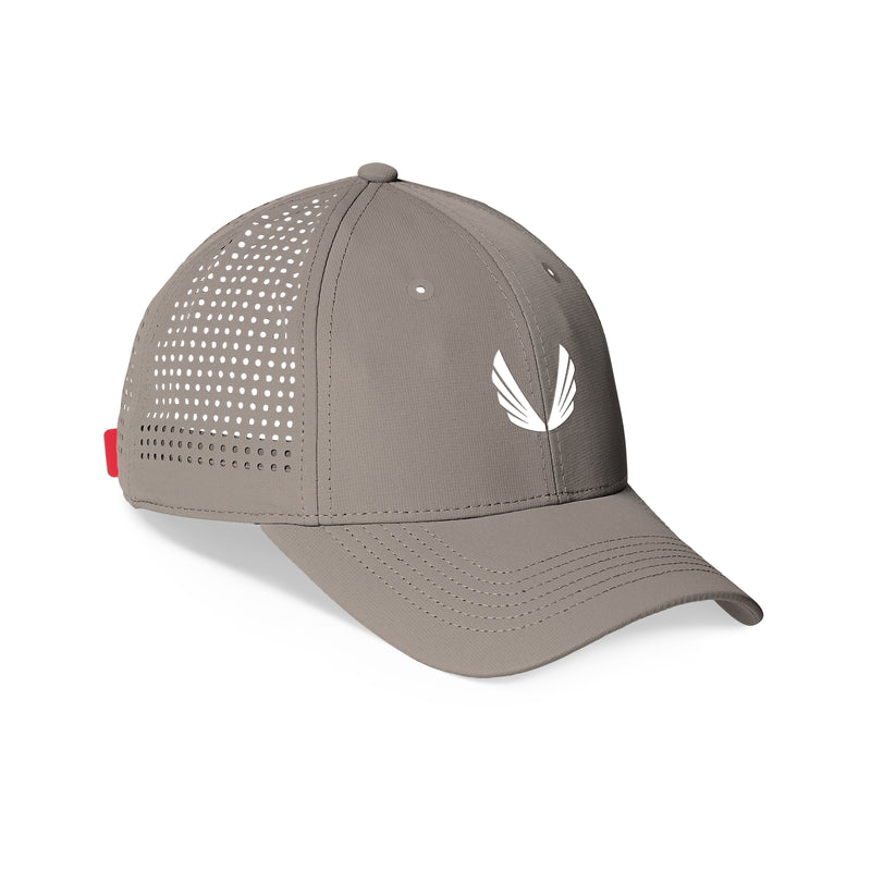 0818. Performance Sport Cap -  Light Taupe/White "Wings"