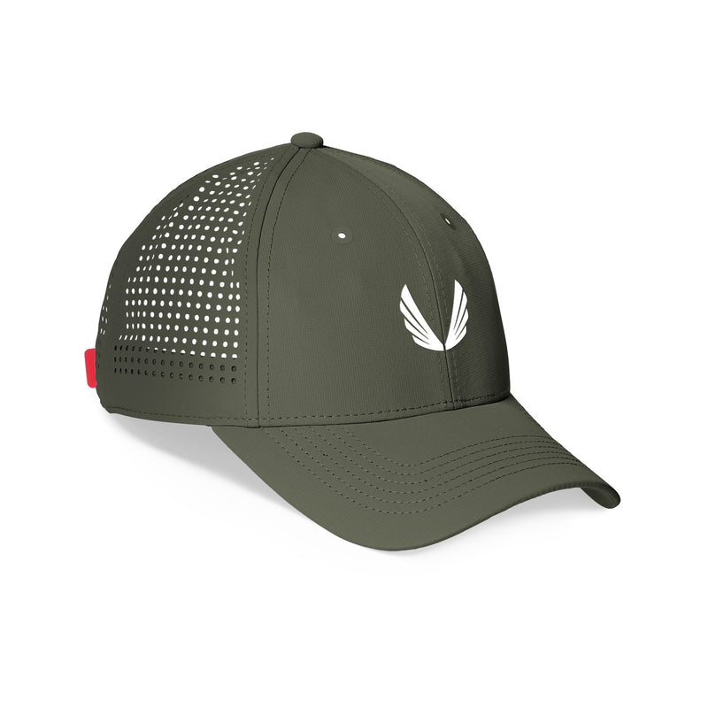 0818. Performance Sport Cap -  Olive/White "Wings"