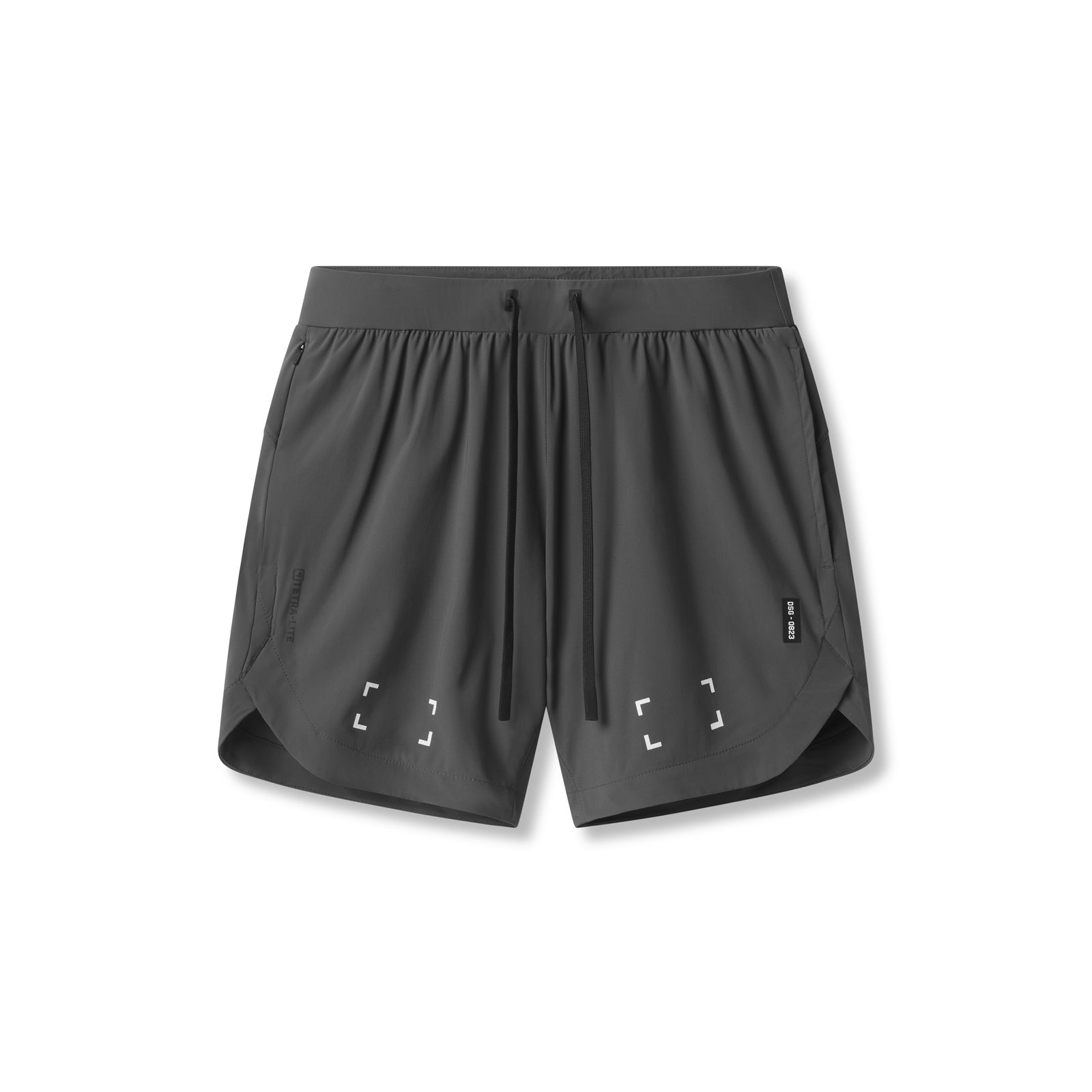 flatlay Tetra-Lite 7" Linerless Shorts in Space Grey, front view
