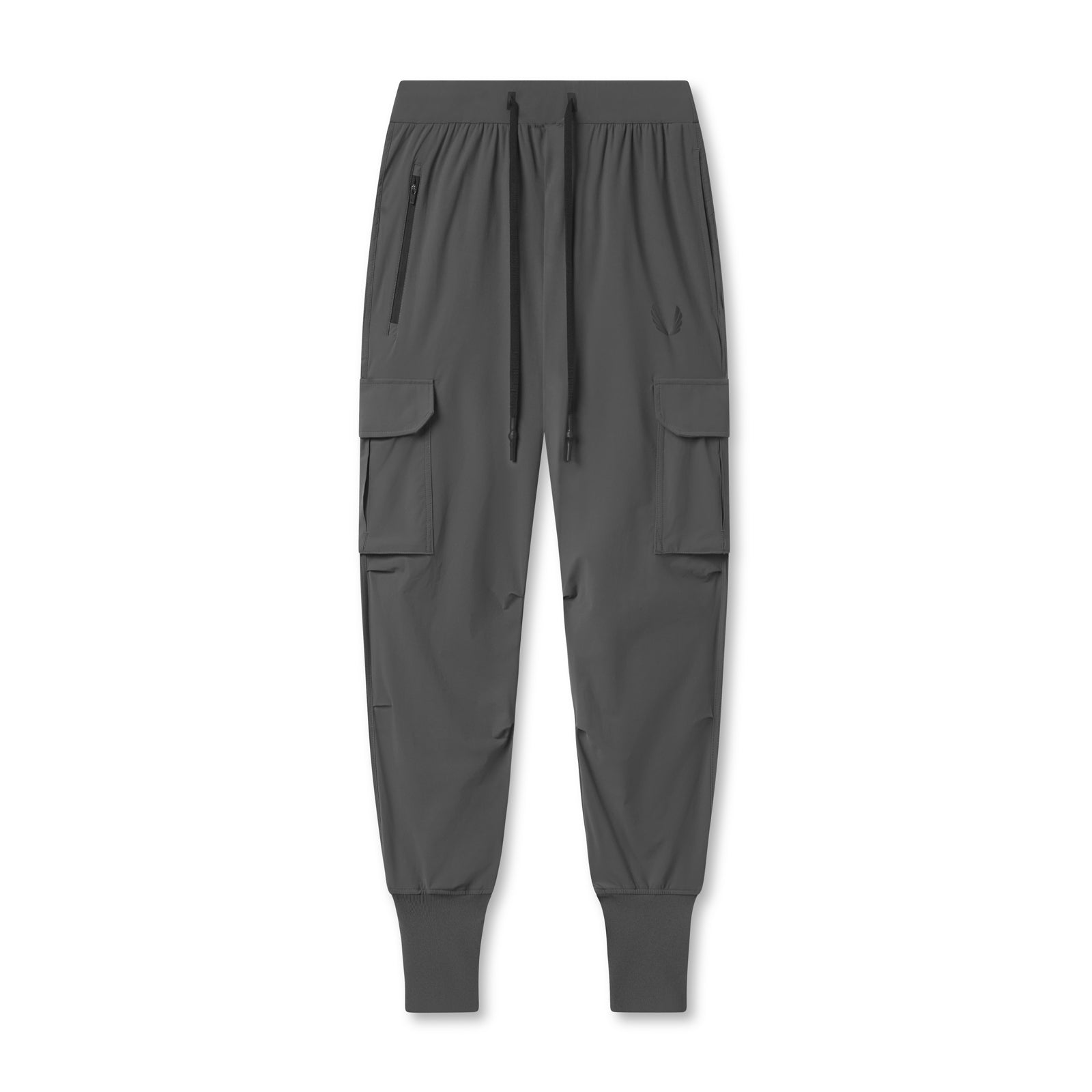 flatlay Tetra-Lite Cargo High Rib Jogger in space grey, front view