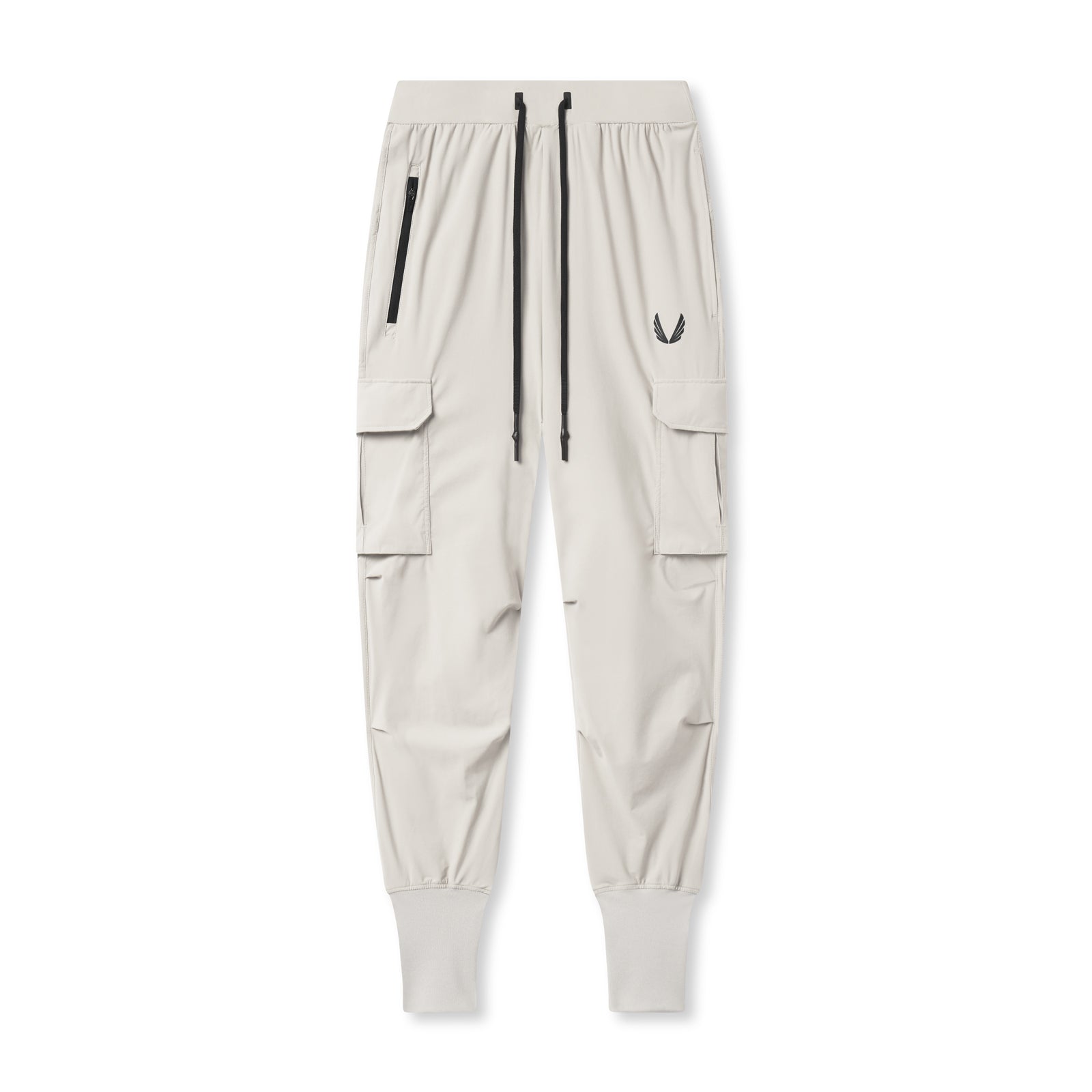 Flatlay of Tetra-Lite Cargo High Rib Jogger in stone, front view