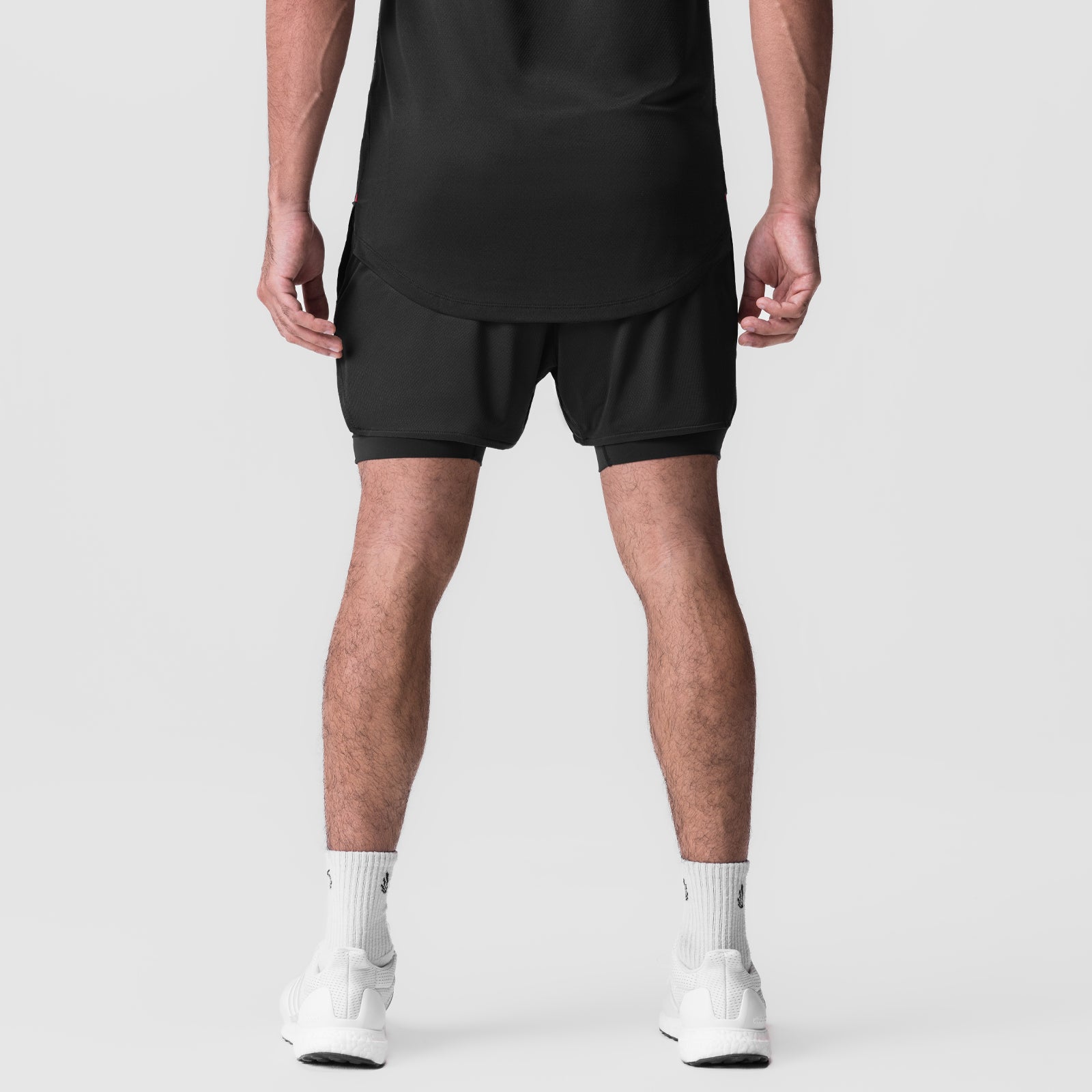 Silver-Lite 5" Liner Short in black, worn by model, back view