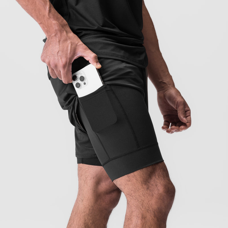 0828. AeroSilver® 5" Liner Short - Black "Wings"/Black