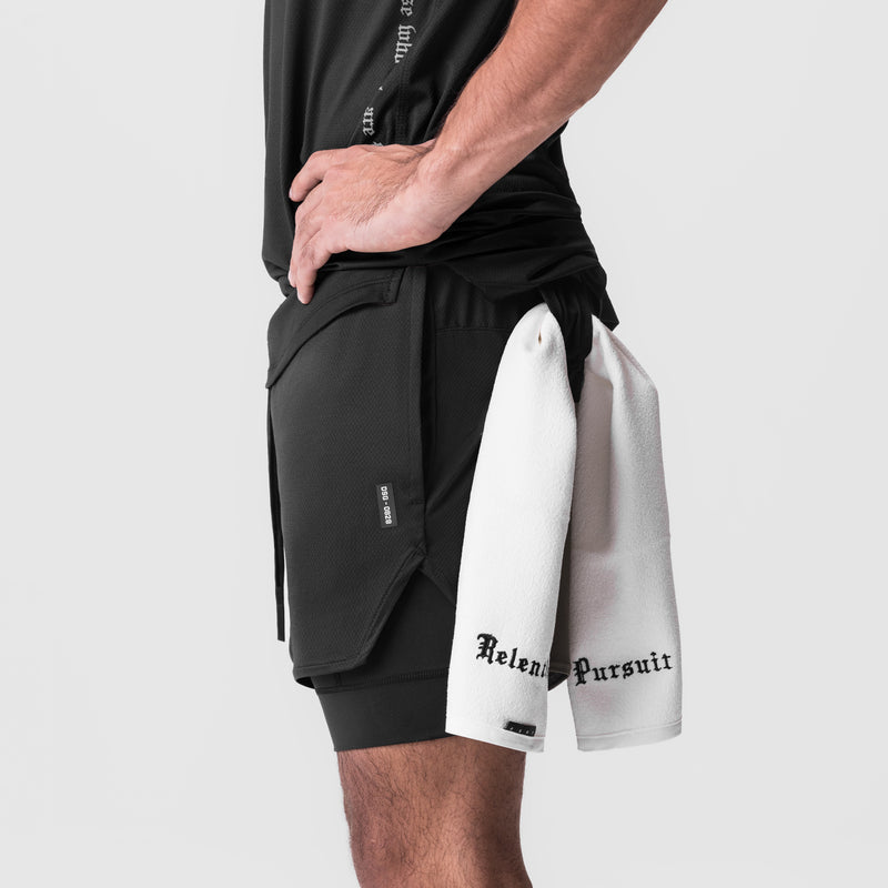 0828. AeroSilver® 5" Liner Short - Black "White Wings"/Black