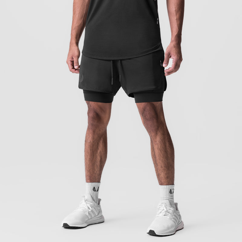 0828. AeroSilver® 5" Liner Short - Black "Wings"/Black