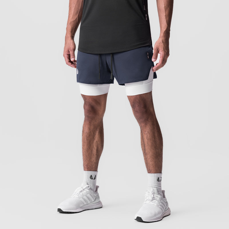 0828. AeroSilver® 5" Liner Short - Navy "Wings"/White