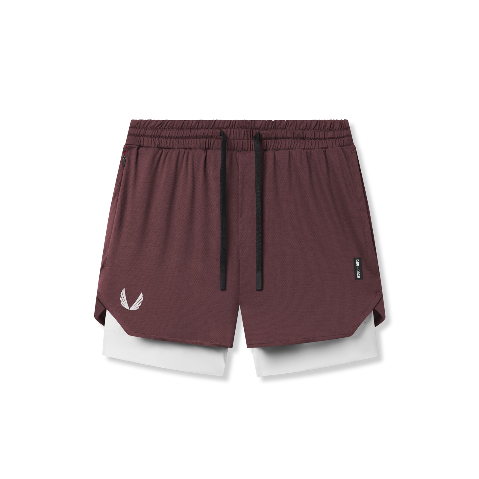 Flatlay of Silver-Lite 5" Liner Shorts in Plum with white underlay, front view