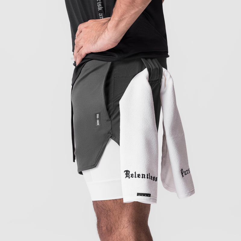 0828. AeroSilver® 5" Liner Short - Space Grey "Wings"/White