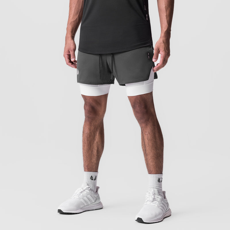 0828. AeroSilver® 5" Liner Short - Space Grey "Wings"/White