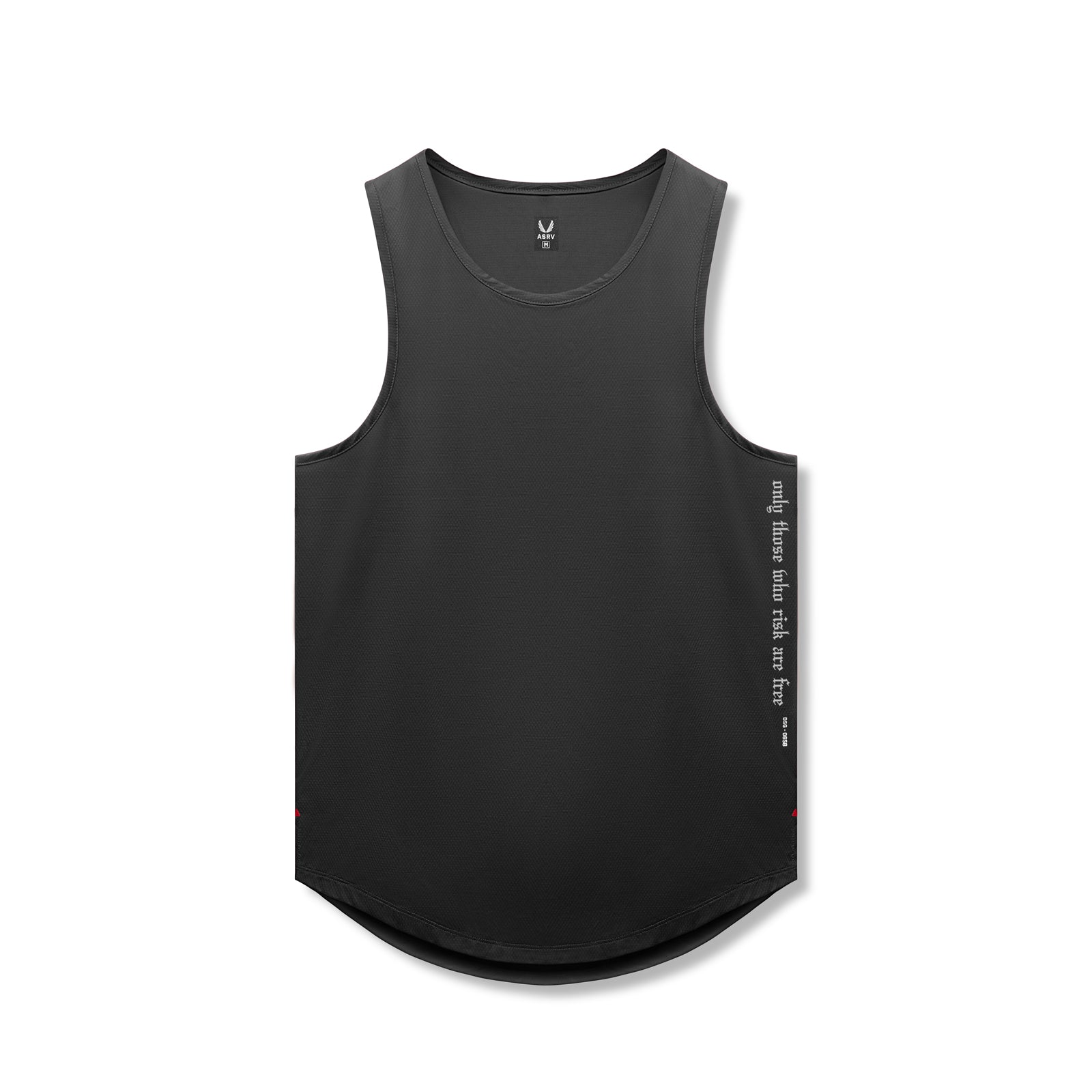 flatlay AeroSilver Tank Top in black with OTWR text print, front view