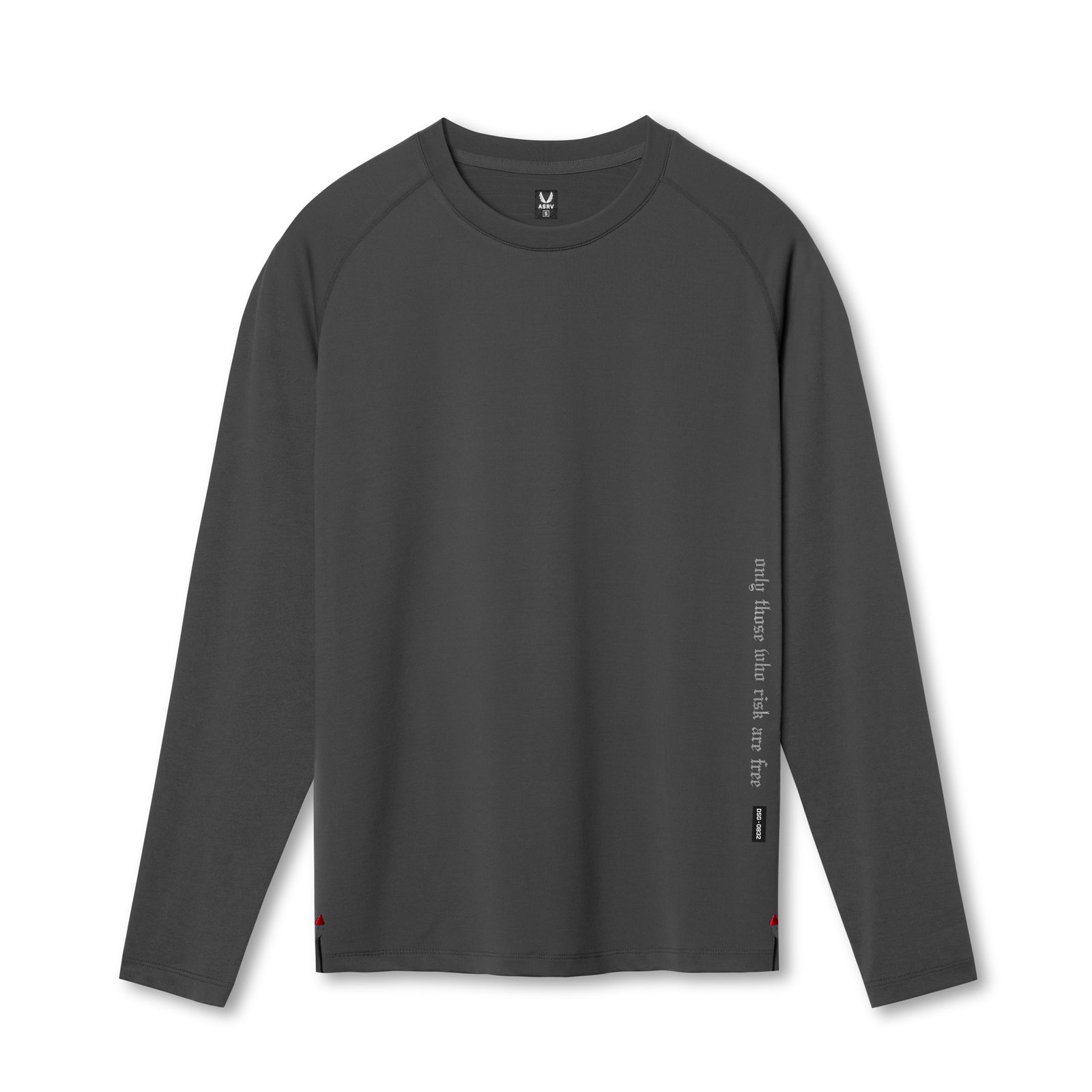 Flatlay of 0832. 3D-Lite® 2.0 Fitted Long Sleeve in space grey with OTWR text detail