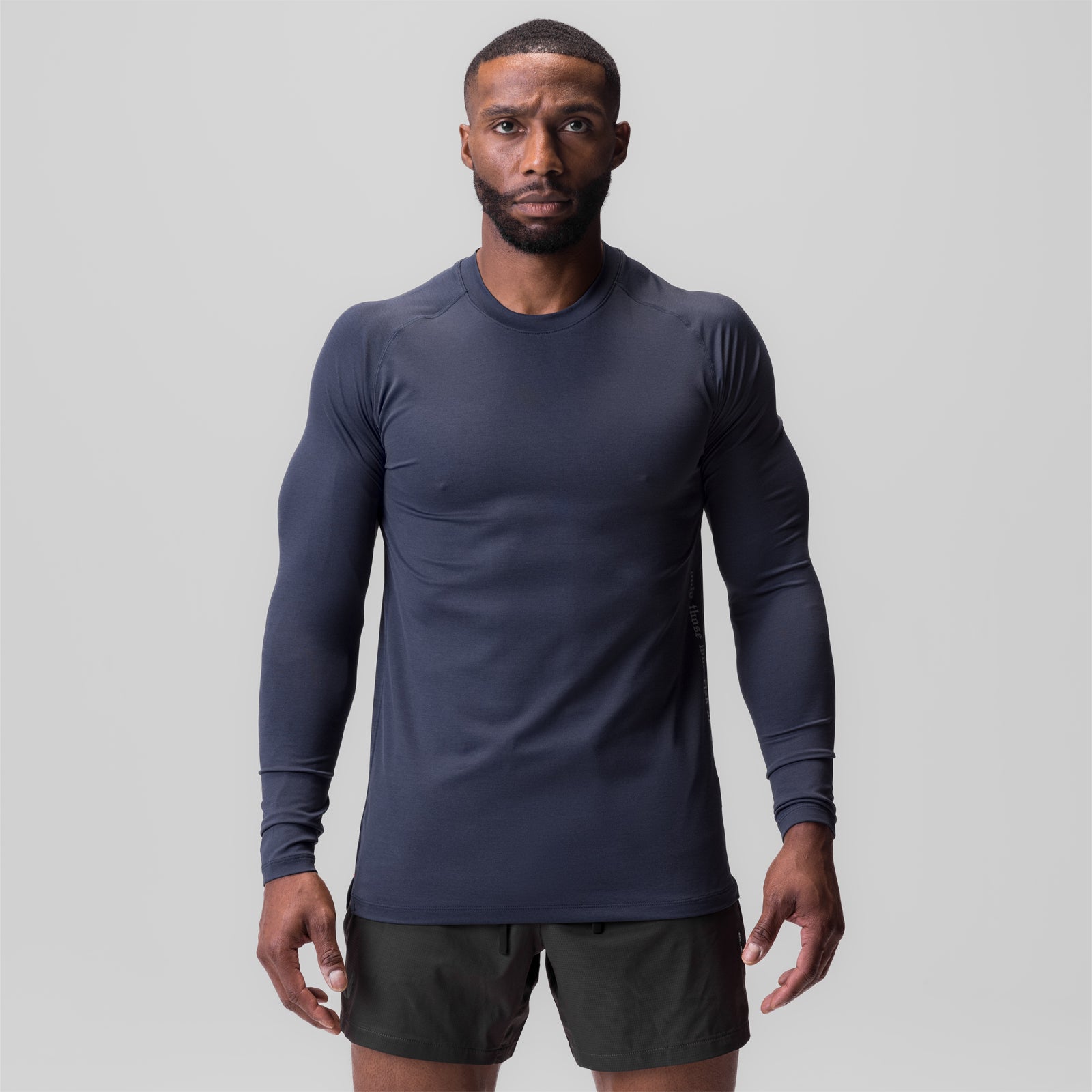 3D-Lite® 2.0 Fitted Long Sleeve in navy, worn by model facing camera