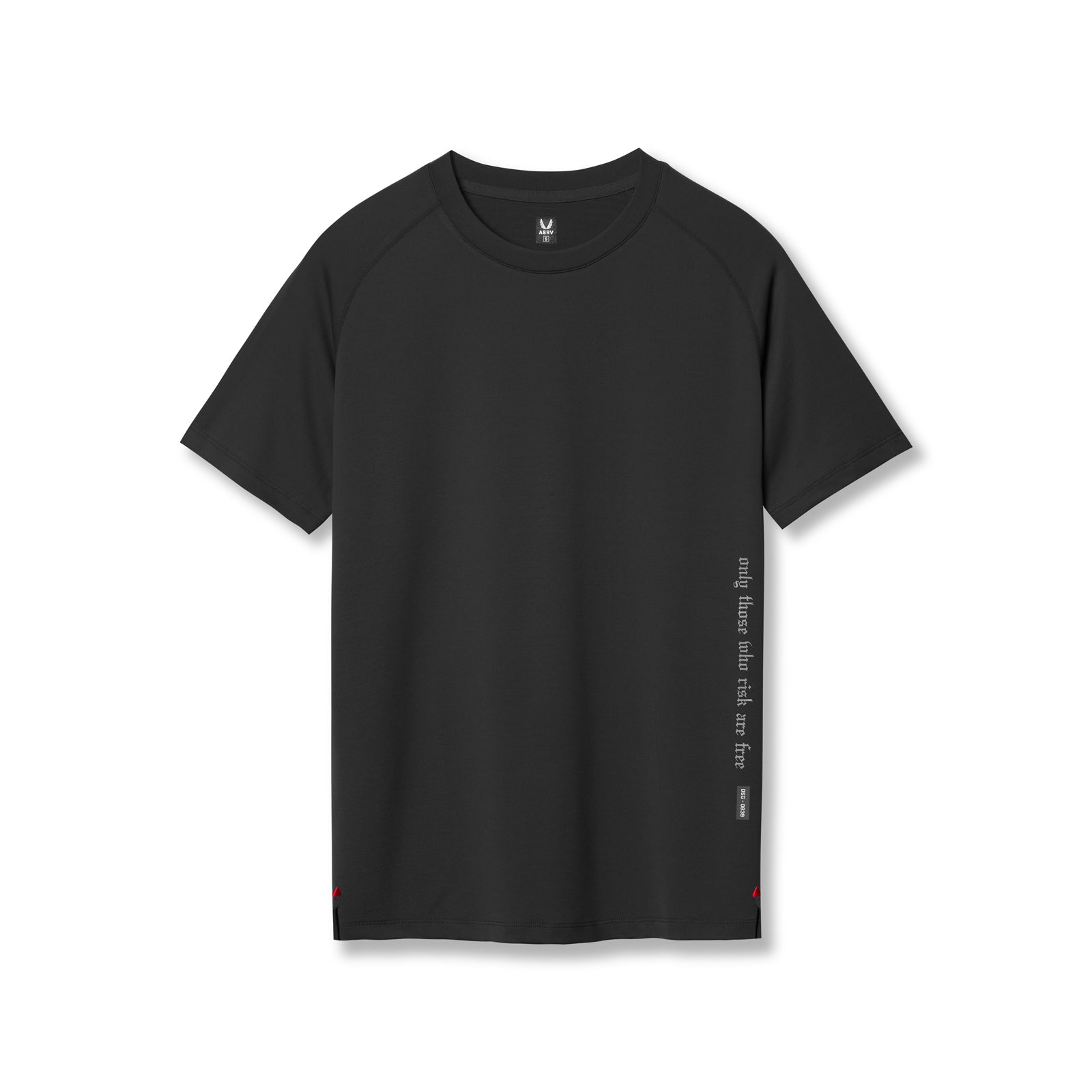 Flatlay of 0839 3D-Lite 2.0 Lycra Fitted Tee in black with OTWR branding, front view